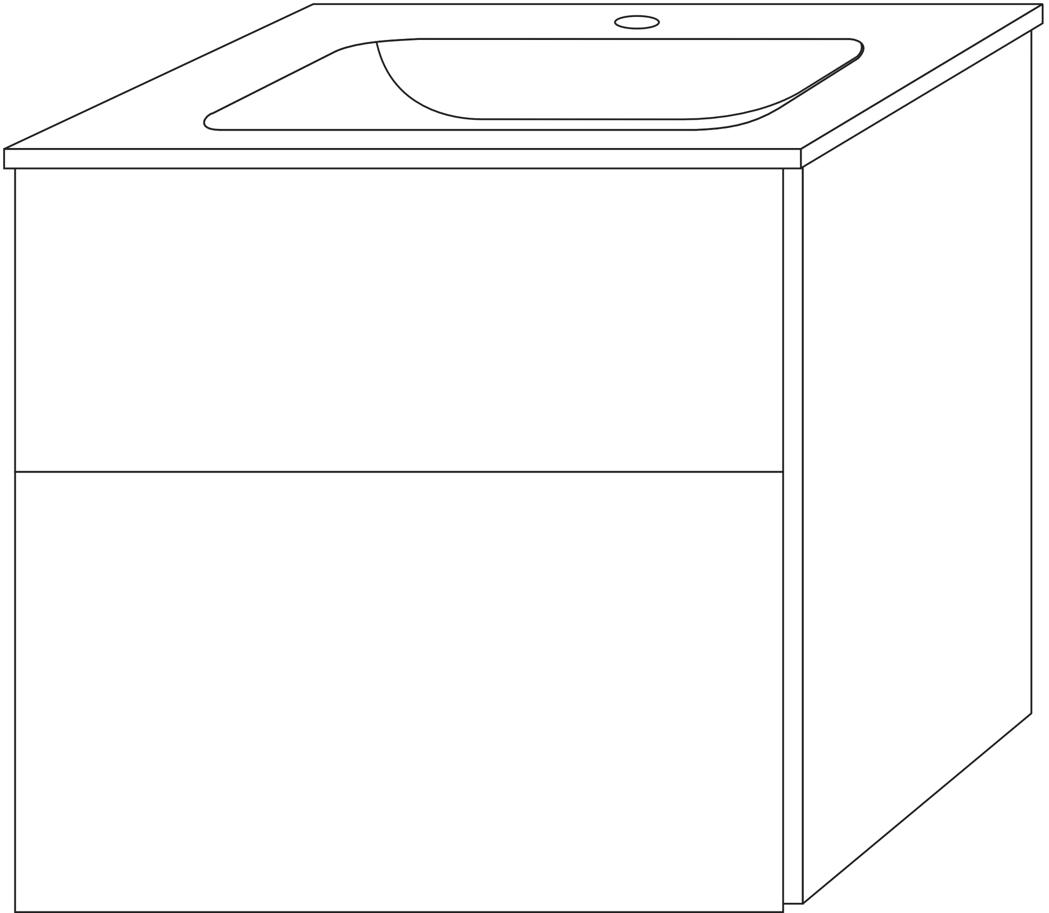 Sanipa Glas-Waschtisch-Set mit Waschtischunterschrank „3way“ 60 × 48,7 × 58,2 cm in Linde-Hell