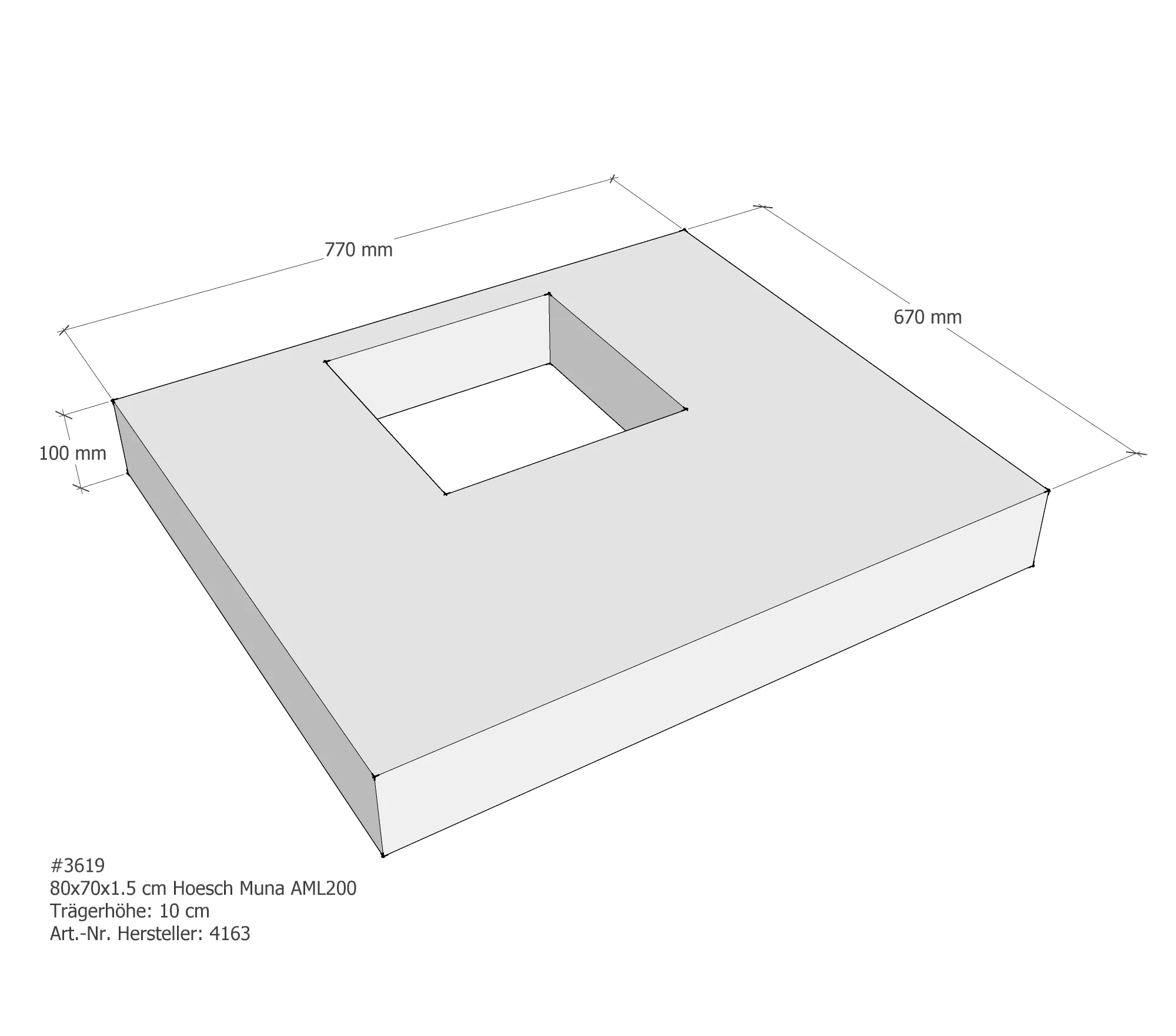 Duschwannenträger passend für Hoesch Muna 80 × 70 × 1,5 cm Duschwannenträger passend für Hoesch Muna 80 × 70 × 1,5 cm