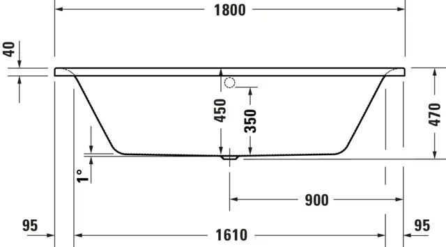 Duravit Badewanne „Soleil by Starck“ rechteck 180 × 80 cm, Mittelablauf