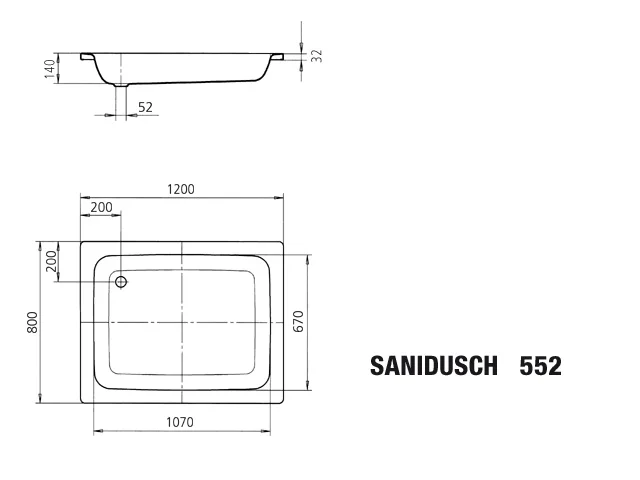 Kaldewei SANIDUSCH Duschwanne, schwarz, Perl-Effekt, Antislip, 800x1200x140 mm, erhöhter Einbau