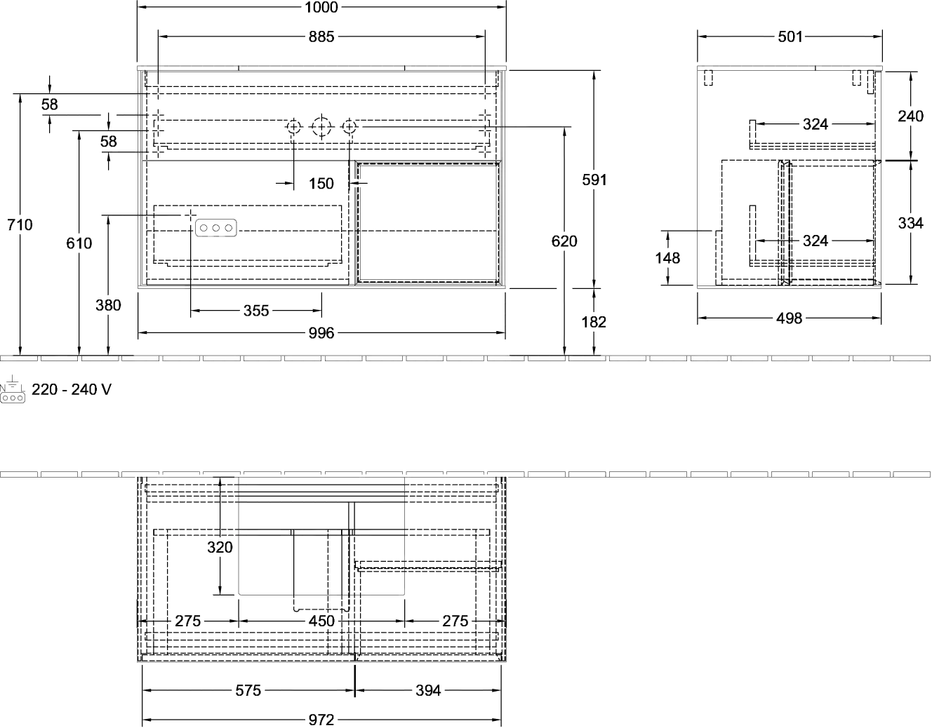 Villeroy & Boch Finion Waschbeckenunterschrank F12 1000x603x501mm Villeroy & Boch Finion Waschbeckenunterschrank F12 1000x603x501mm