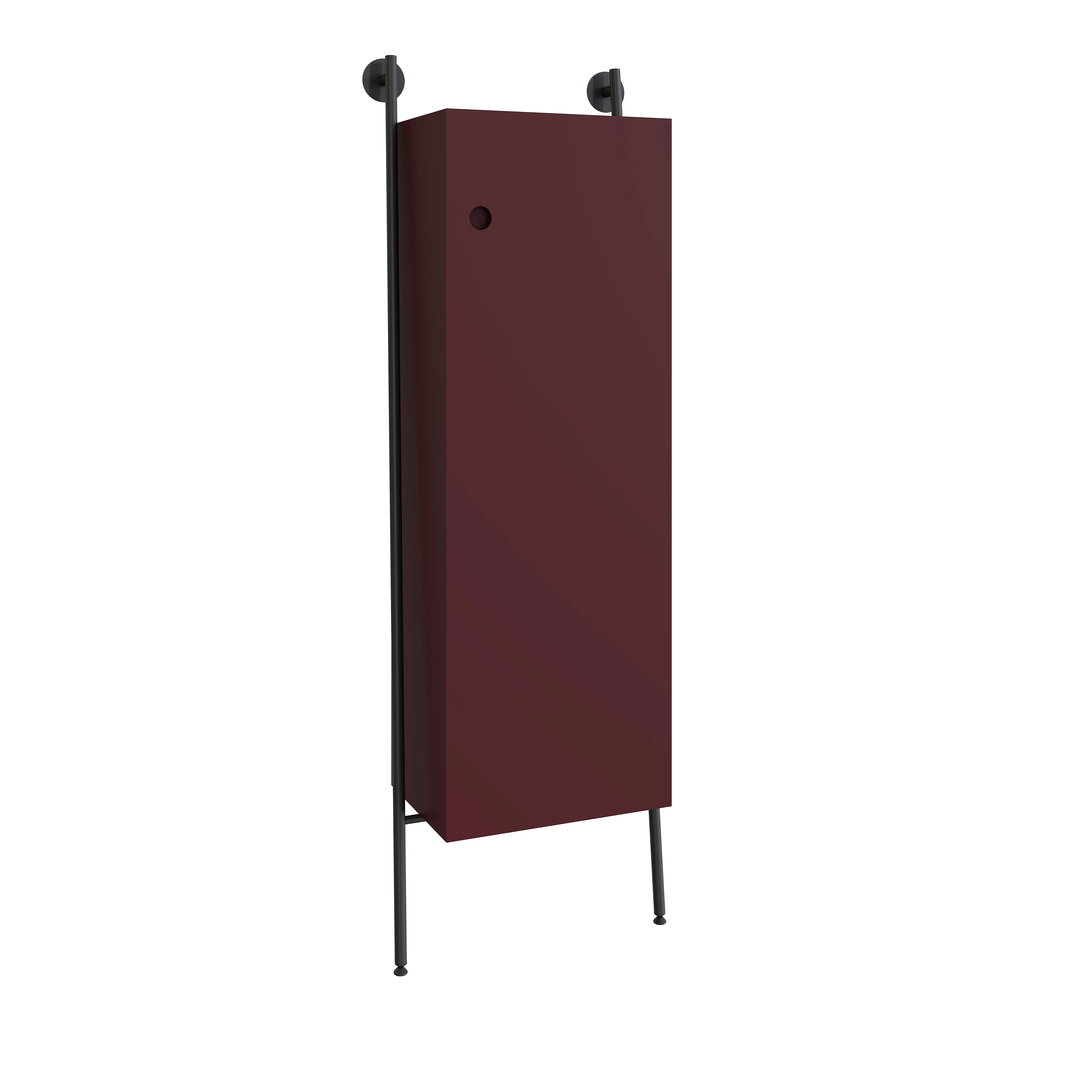 Plural Hochschrank mit Metallrack 53 x 30 x 159 cm (BxTxH) mit 1 Tür Türanschlag rechts Burgunderrot Matt Plural Hochschrank mit Metallrack 53 x 30 x 159 cm (BxTxH) mit 1 Tür Türanschlag rechts Burgunderrot Matt