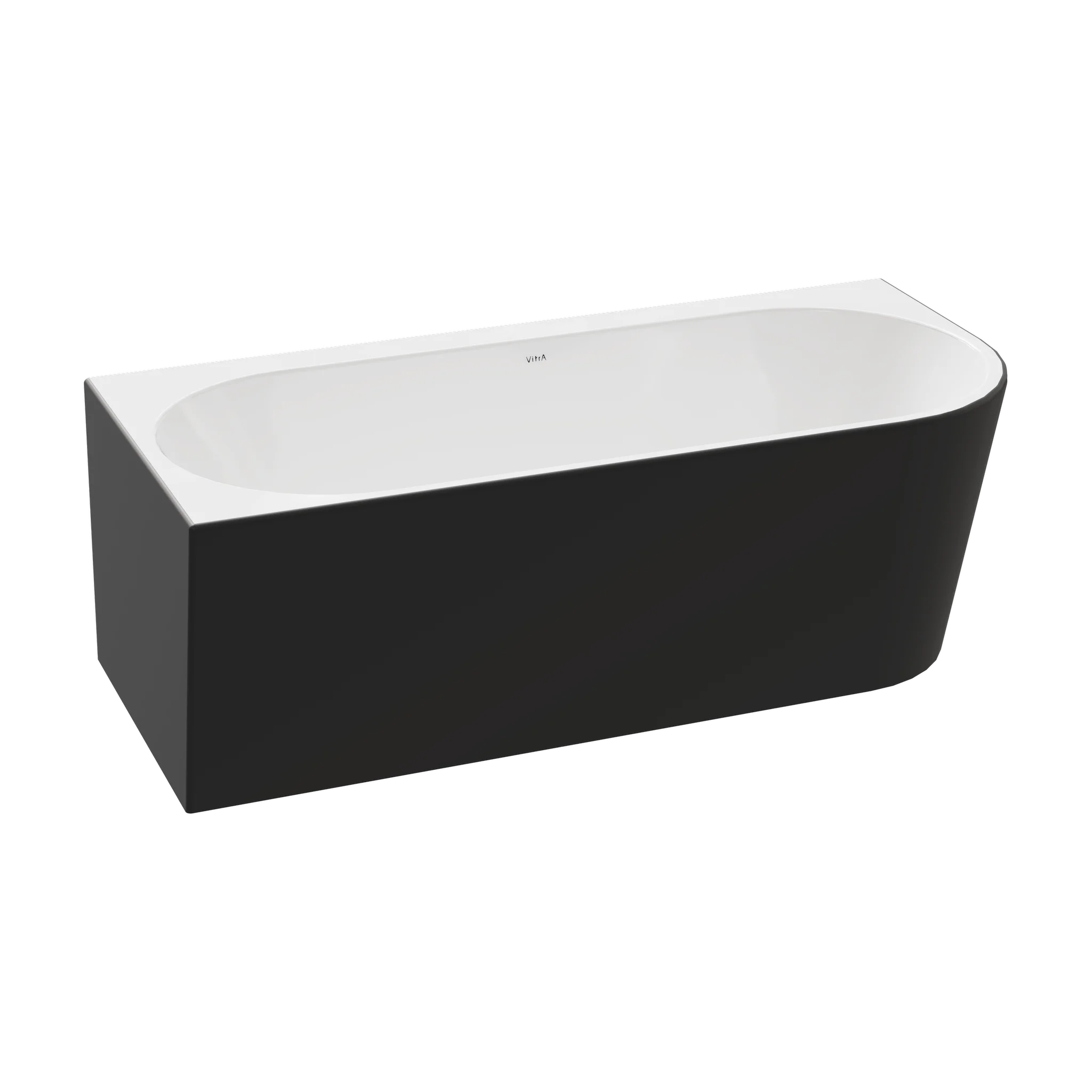 VitrA Geo Badewanne back to wall Ecke links 165 x 75 cm Weißen Hochglanz / Schwarz Matt