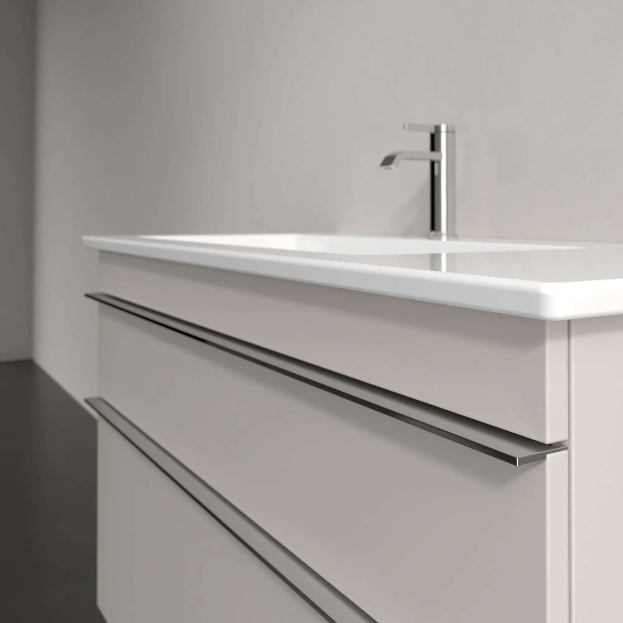 Villeroy & Boch Waschtischunterschrank „Venticello“ für Schrankwaschtisch 953 × 590 × 502 mm Cashmere Grey, für Becken links