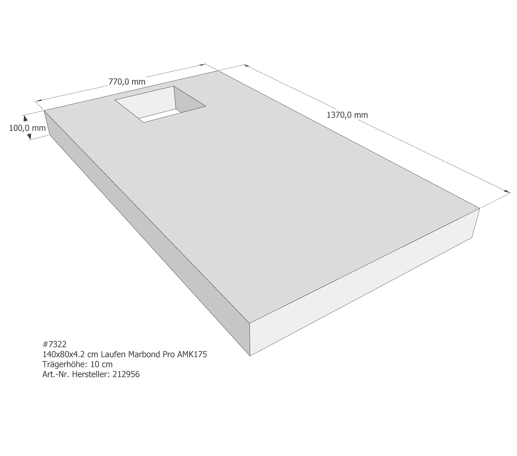 Duschwannenträger passend für Laufen Marbond_Pro 140 × 80 × 4,2 cm