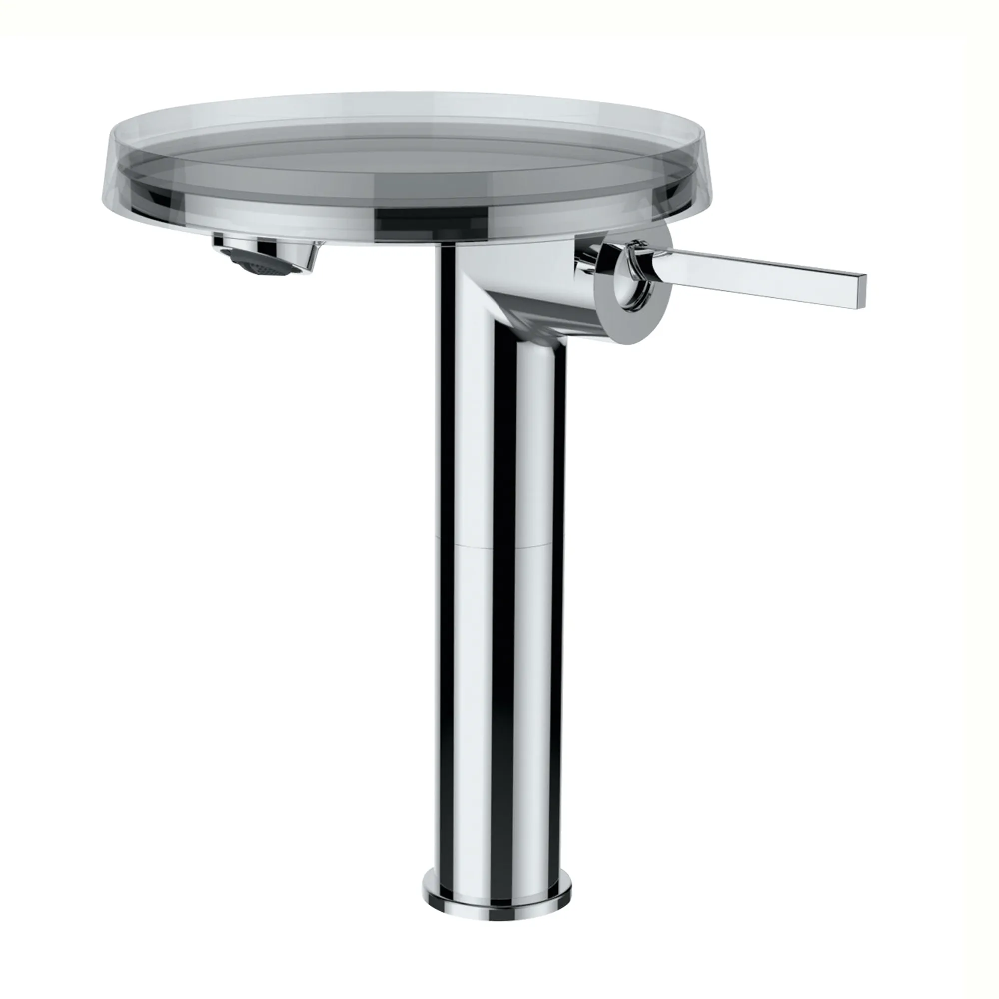 Einhebel-Waschtischmischer hohe Ausführung mit Deko-Disc (transparent) Kartell Festauslauf Ausladung 132 mm Höhe: 257 mm ohne Ablaufventil chrom Einhebel-Waschtischmischer hohe Ausführung mit Deko-Disc (transparent) Kartell Festauslauf Ausladung 132 mm Höhe: 257 mm ohne Ablaufventil chrom