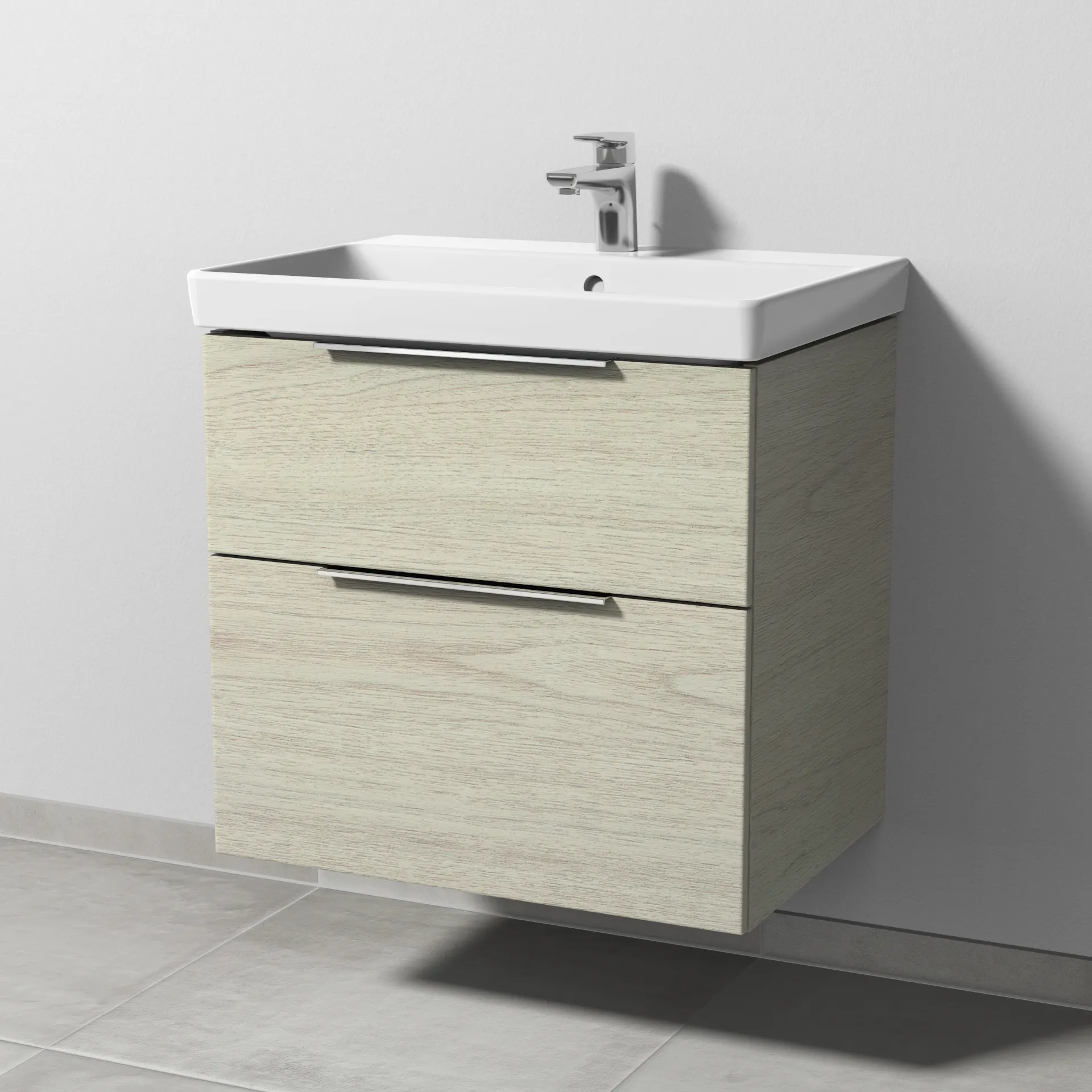 Sanipa Waschtischunterschrank „3way“ passend zu Keramik-Waschtische Avento von Villeroy & Boch 625 × 580 × 452 mm in White Oak