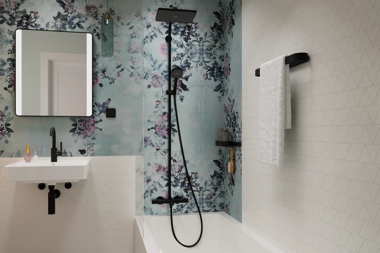 Activera Q Showerpipe 290/180 1jet EcoSmart mit Wannenthermostat Ecostat Fine, Oberfläche: Chrom
