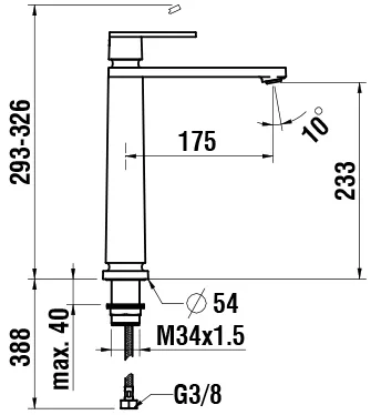 Einhebel-Waschtischmischer hohe Ausführung THE NEW CLASSIC Festauslauf Ausladung 175 mm Höhe: 293 mm ohne Ablaufventil chrom