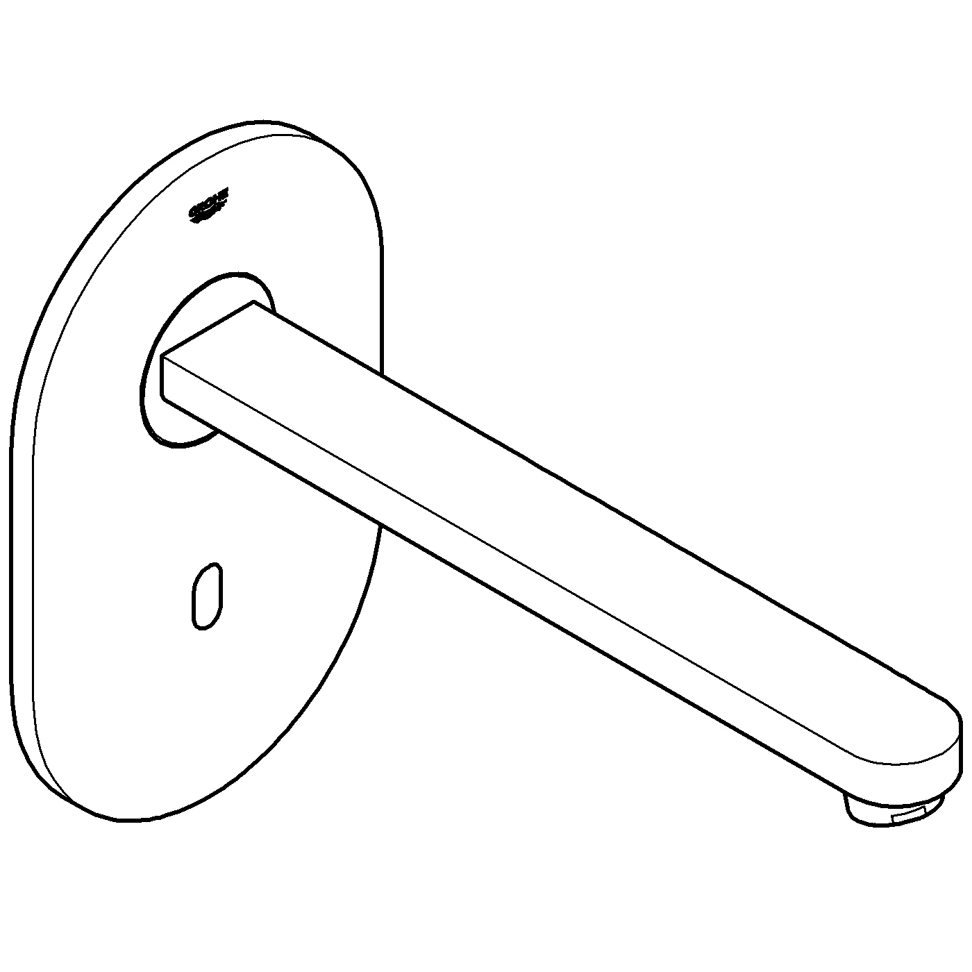 Infrarot-Elektronik für Waschtisch-Wandarmatur Eurosmart CE 36334, ohne Mischung, Fertigmontageset für UP-Einbaukasten 36 336 001/36 337 001, mit Trafo 100-230 V AC, 50-60 Hz, 6 V DC, Ausladung 232 mm, edelstahl