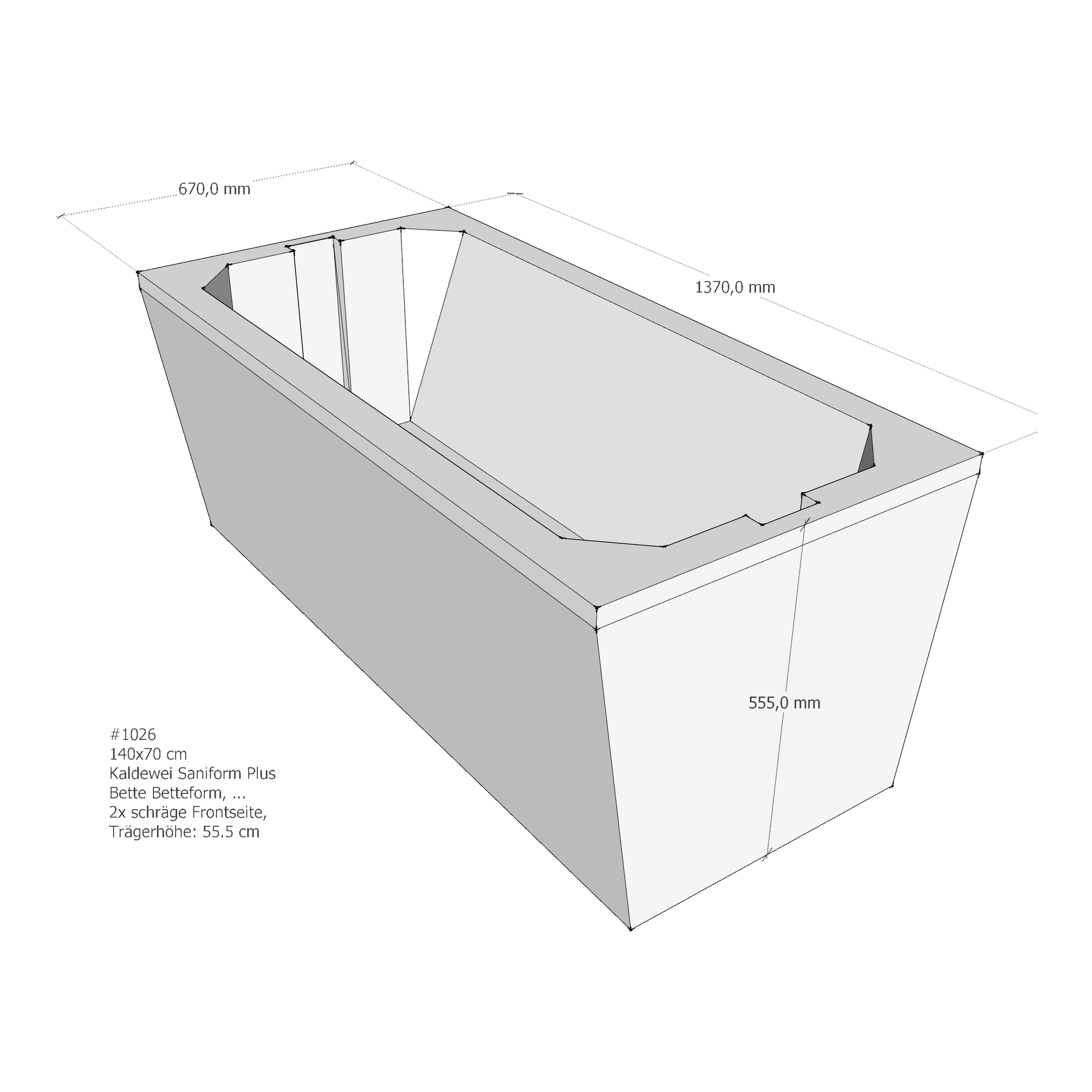 Badewannenträger für BetteForm, Kaldewei Saniform Plus 140 × 70 cm Badewannenträger für BetteForm, Kaldewei Saniform Plus 140 × 70 cm