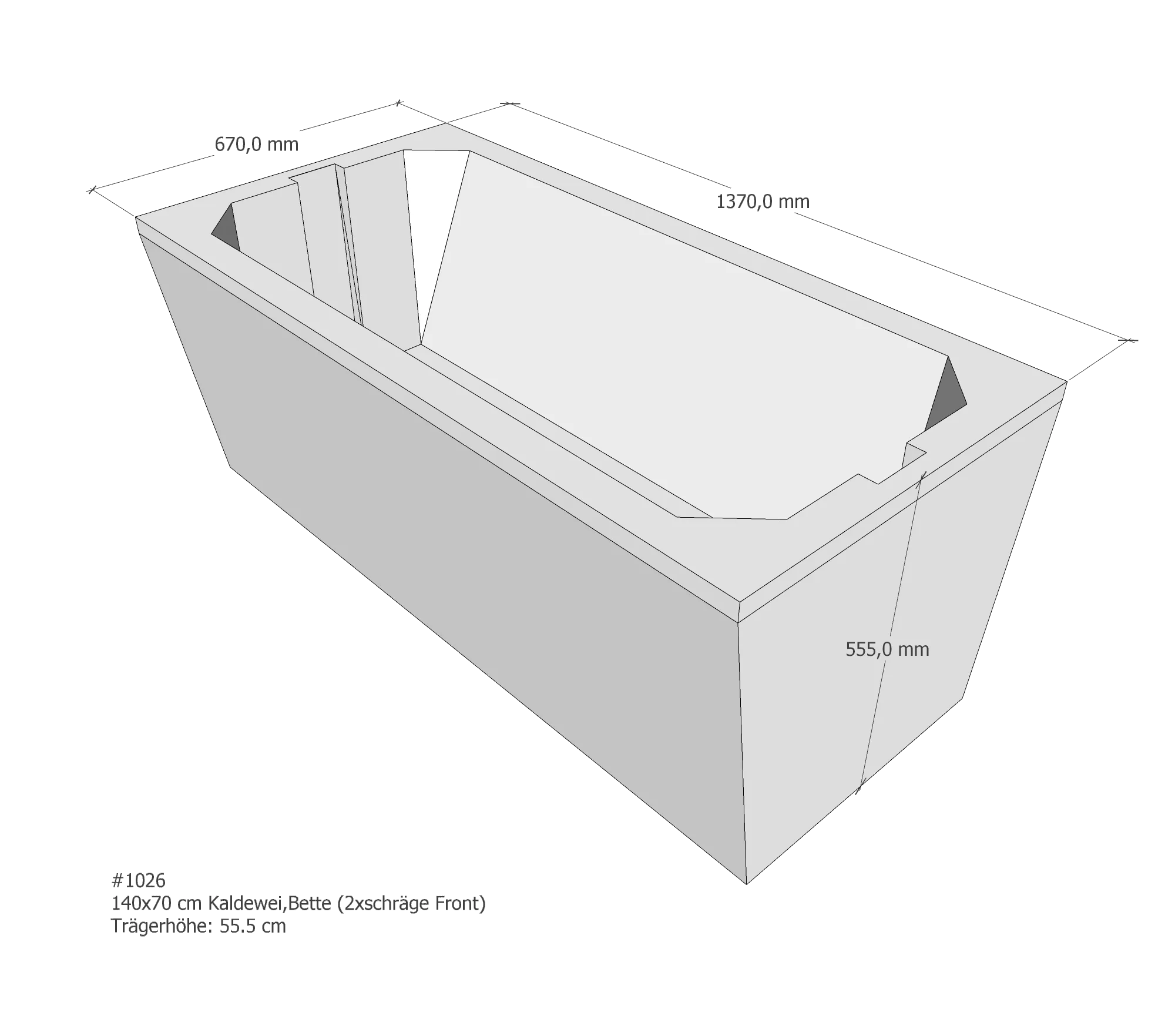 Badewannenträger für BetteForm, Kaldewei Saniform Plus 140 × 70 cm Badewannenträger für BetteForm, Kaldewei Saniform Plus 140 × 70 cm