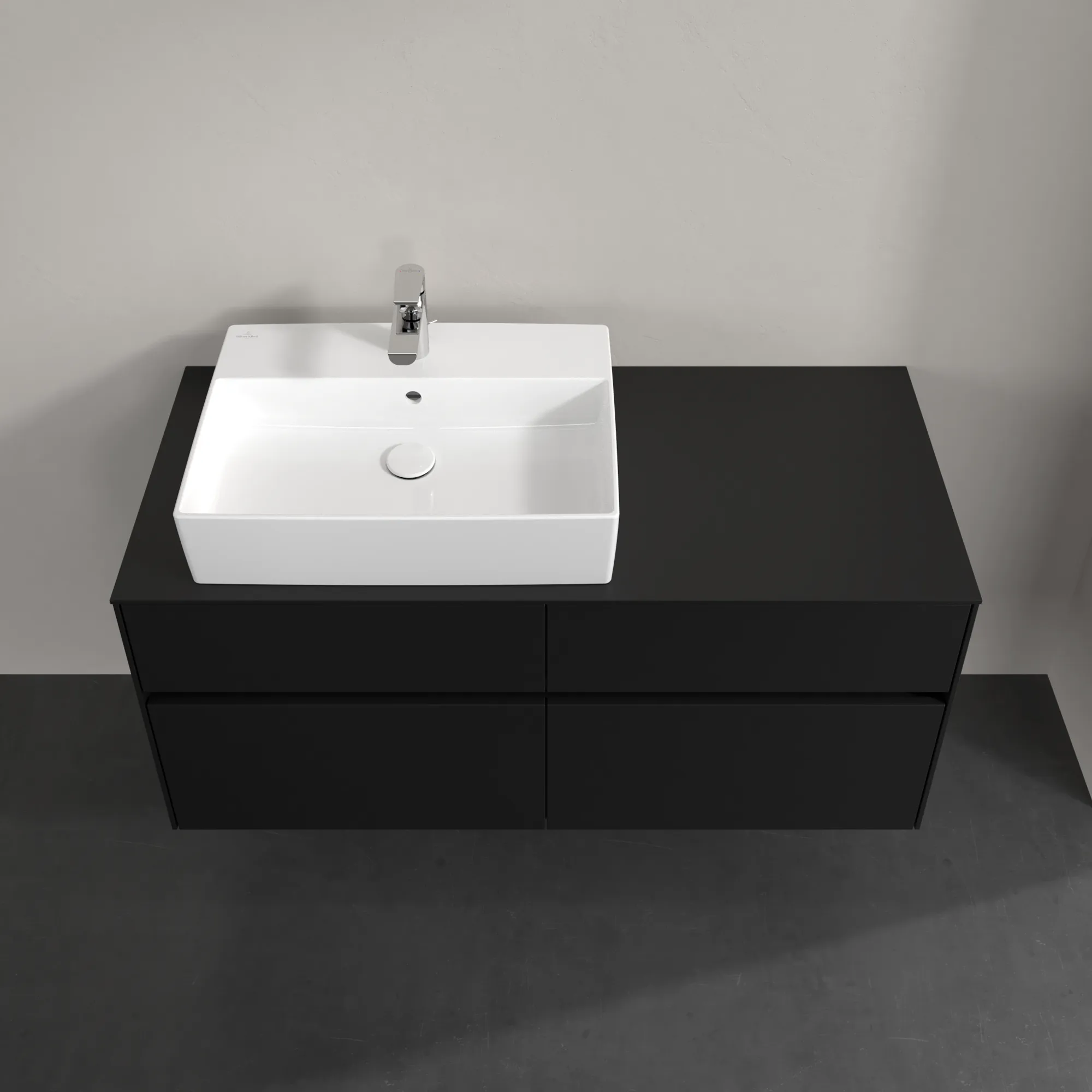 Villeroy & Boch Waschtischunterschrank „Collaro“ 1200 × 548 × 500 mm Volcano Black, ohne Beleuchtung, für Becken links Villeroy & Boch Waschtischunterschrank „Collaro“ 1200 × 548 × 500 mm Volcano Black, ohne Beleuchtung, für Becken links