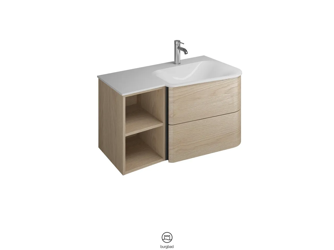 burgbad Badmöbelset „Badu“ Griffleiste, Schwarz, in Veloursgrau Softmatt burgbad Badmöbelset „Badu“ Griffleiste, Schwarz, in Veloursgrau Softmatt