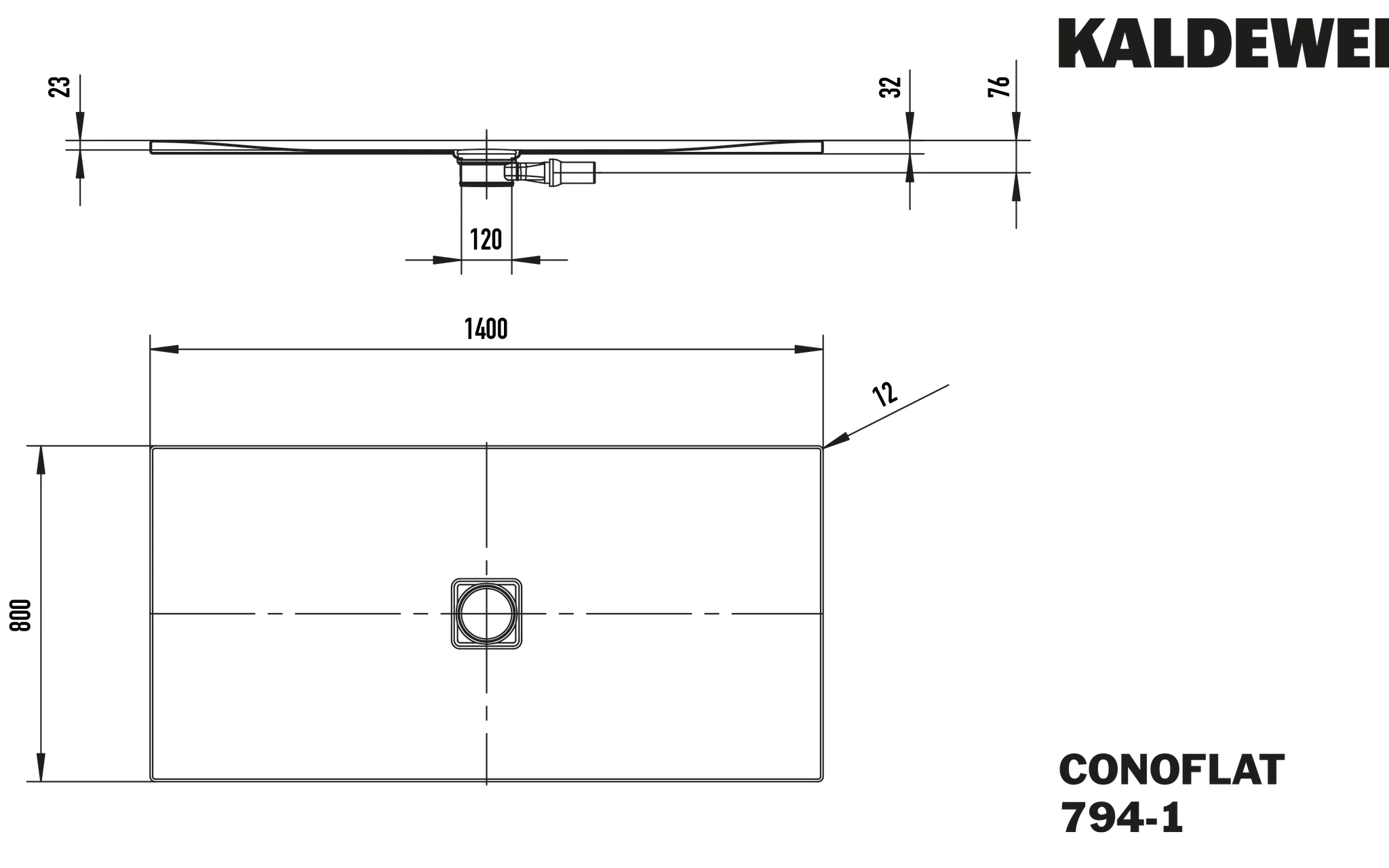 Kaldewei CONOFLAT Duschfläche, 800x1400 mm, cool grey 90, bodengleich, 23 mm tief, seitlicher mittiger Ablauf Kaldewei CONOFLAT Duschfläche, 800x1400 mm, cool grey 90, bodengleich, 23 mm tief, seitlicher mittiger Ablauf