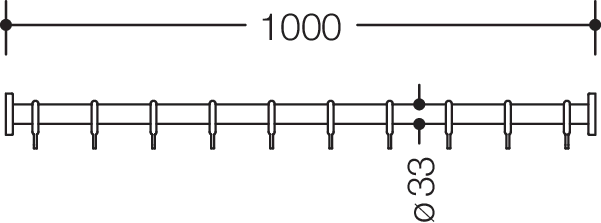 HEWI Duschvorhangstange „Serie 801“ 7 × 100 cm