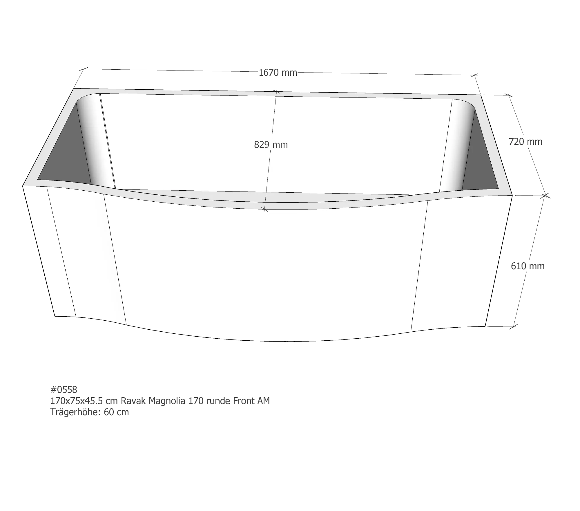 Badewannenträger passend für Ravak Magnolia 170 170 × 75 × 45,5 cm Badewannenträger passend für Ravak Magnolia 170 170 × 75 × 45,5 cm
