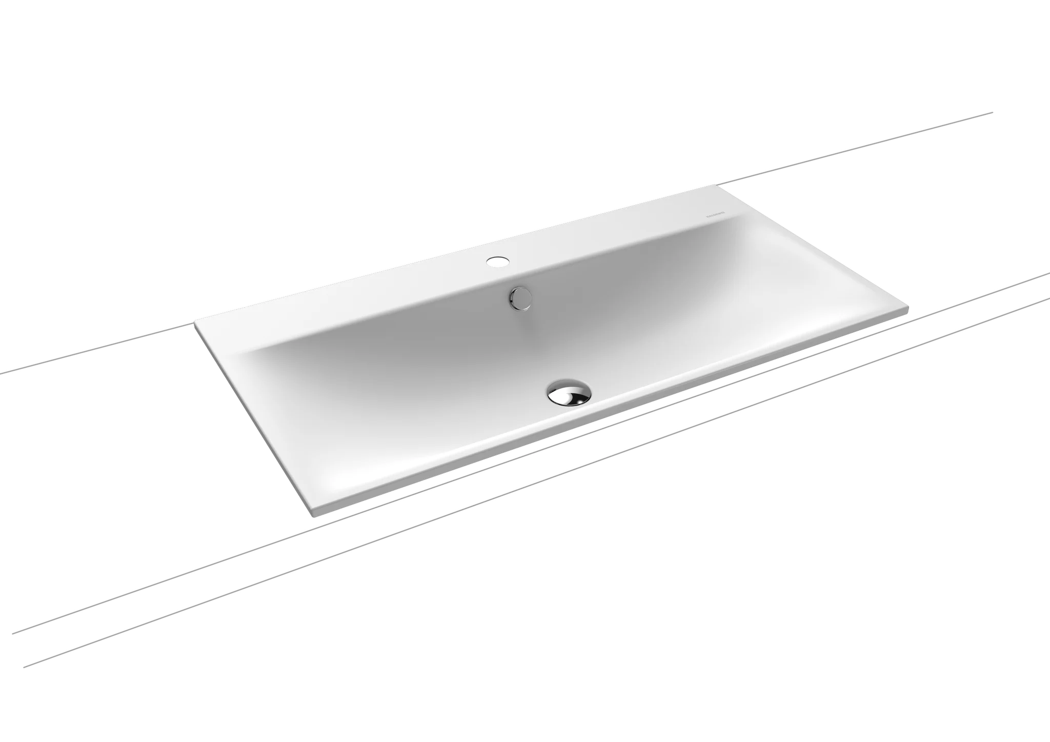 Kaldewei SILENIO Einbauwaschtisch, alpinweiß matt, 900x460 mm, 14 mm Randhöhe, mit Überlauf und 3er Hahnlochbohrung
