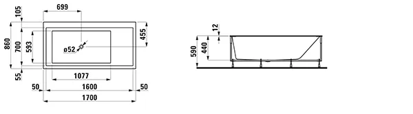 Laufen KARTELL Laufen H224331 Einbau-Badewanne LED-Beleuchtung weiß 1700x860 Laufen KARTELL Laufen H224331 Einbau-Badewanne LED-Beleuchtung weiß 1700x860