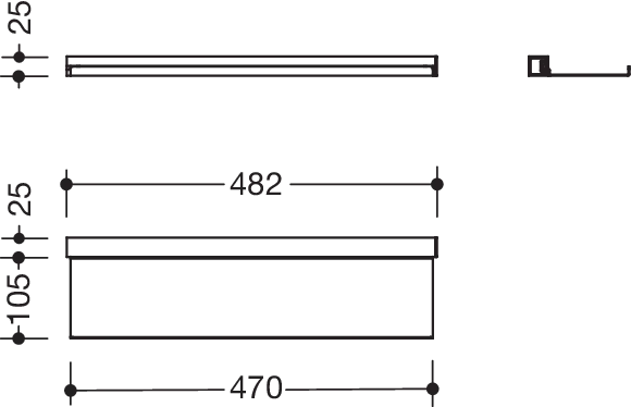 HEWI Ablage pulverbeschichtet in 48,2 × 2,5 × 10,2 cm