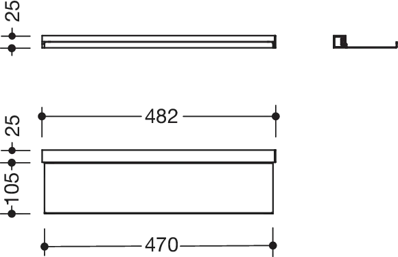 HEWI Ablage pulverbeschichtet in 48,2 × 2,5 × 10,2 cm HEWI Ablage pulverbeschichtet in 48,2 × 2,5 × 10,2 cm