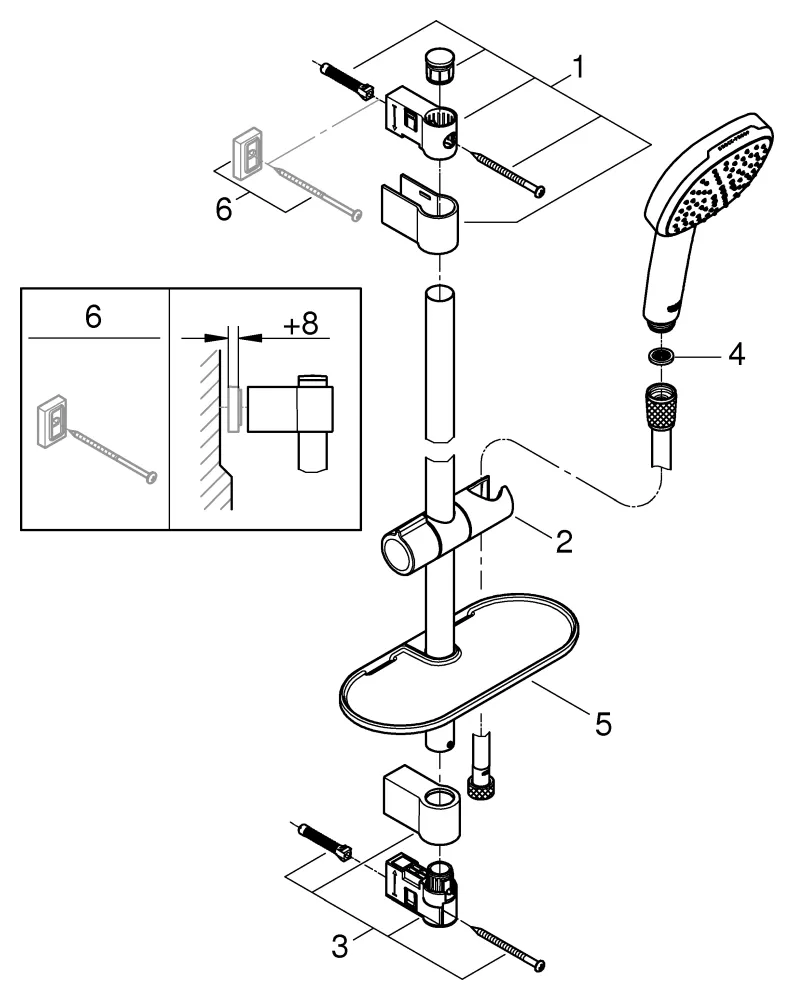 Grohe Tempesta Cube 110 Brausestangenset 2 Strahlarten (Rain, Jet) Grohe Tempesta Cube 110 Brausestangenset 2 Strahlarten (Rain, Jet)