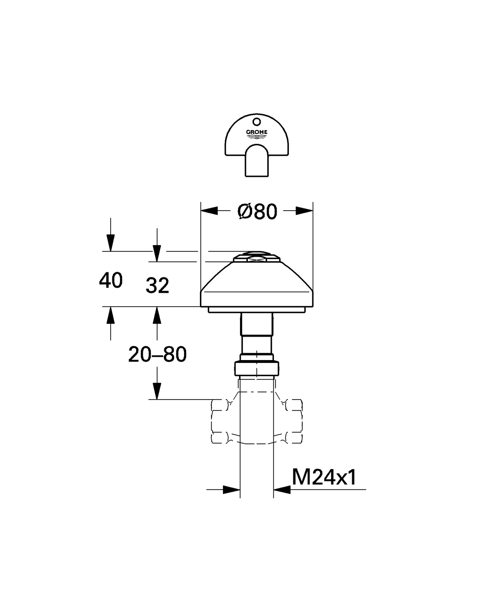 Grohe UP-Ventil Oberbau 19842 chrom Grohe UP-Ventil Oberbau 19842 chrom