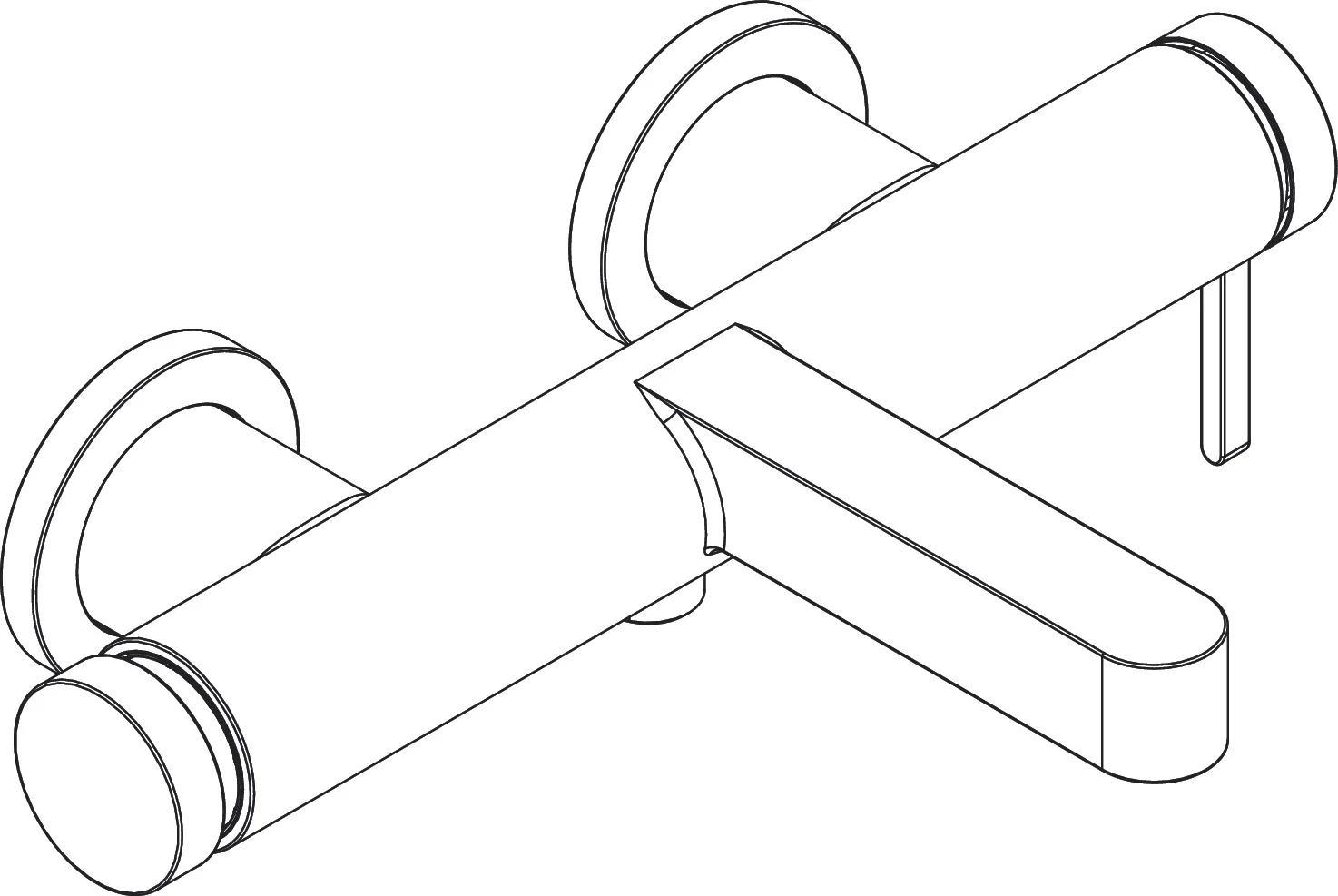 Hansgrohe Finoris Wannenmischer Aufputz Chrom, Ausladung 194 mm, 2 Verbraucher, Keramikmischsystem, Druckumsteller Select