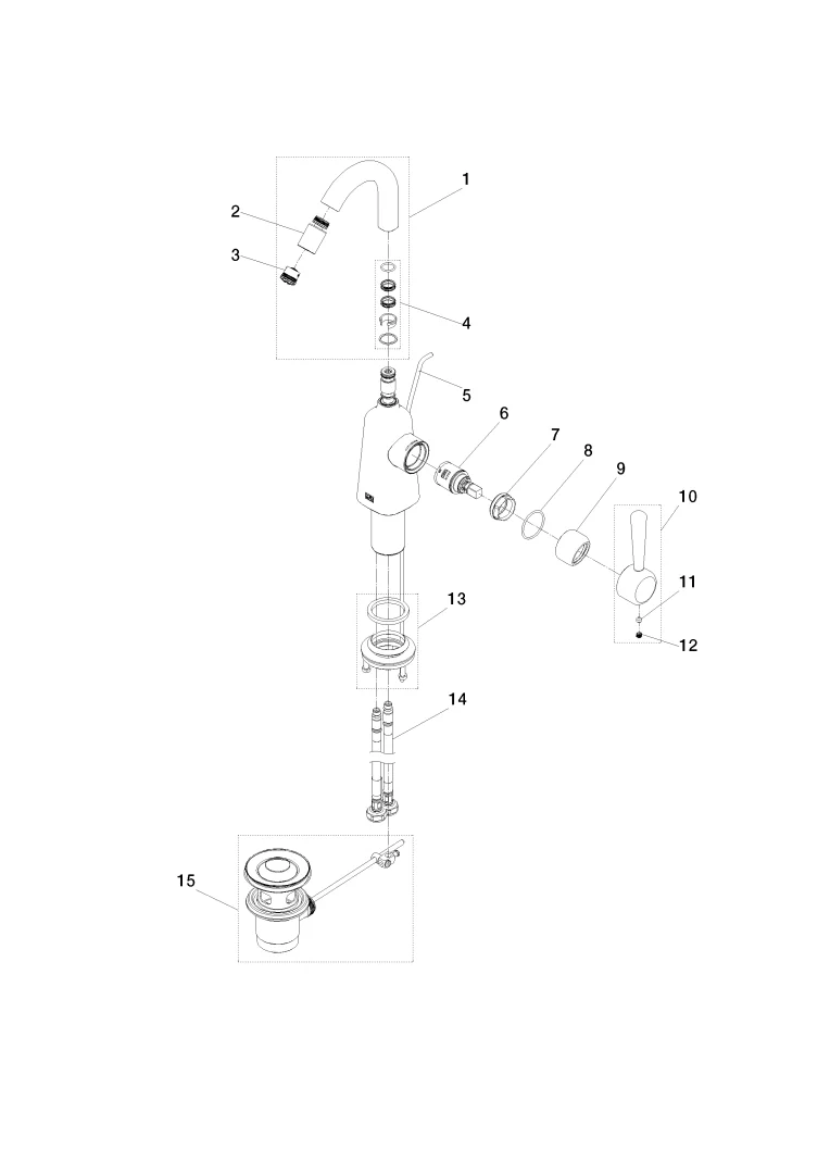 Dornbracht Bidet-Einhandbatterie COYA, Messing gebürstet (23kt Gold), Ausladung 104 mm, Armaturenhöhe 216 mm, Bohrungsdurchmesser 35 mm