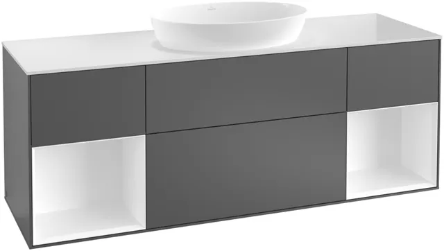 Villeroy & Boch Waschtischunterschrank „Finion“ für Schrankwaschtisch 1600 × 603 × 501 mm Midnight Blue Matt Lacquer, für Becken mittig, ohne Hahnlochbohrung