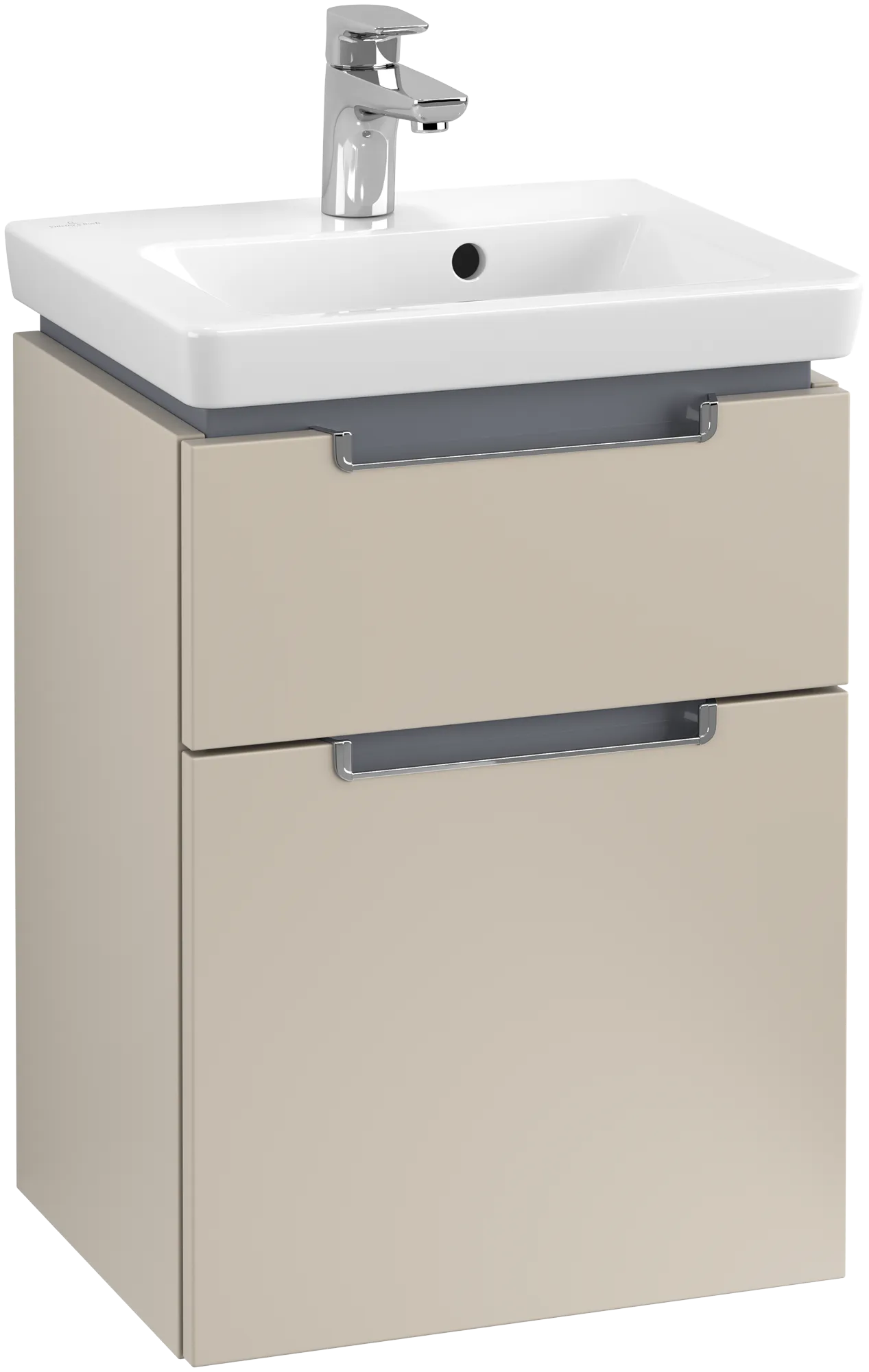 Villeroy & Boch Waschtischunterschrank „Subway 2.0“ 44 × 59 × 35,1 × 35,1 cm Soft Grey, mittig, ohne Beleuchtung