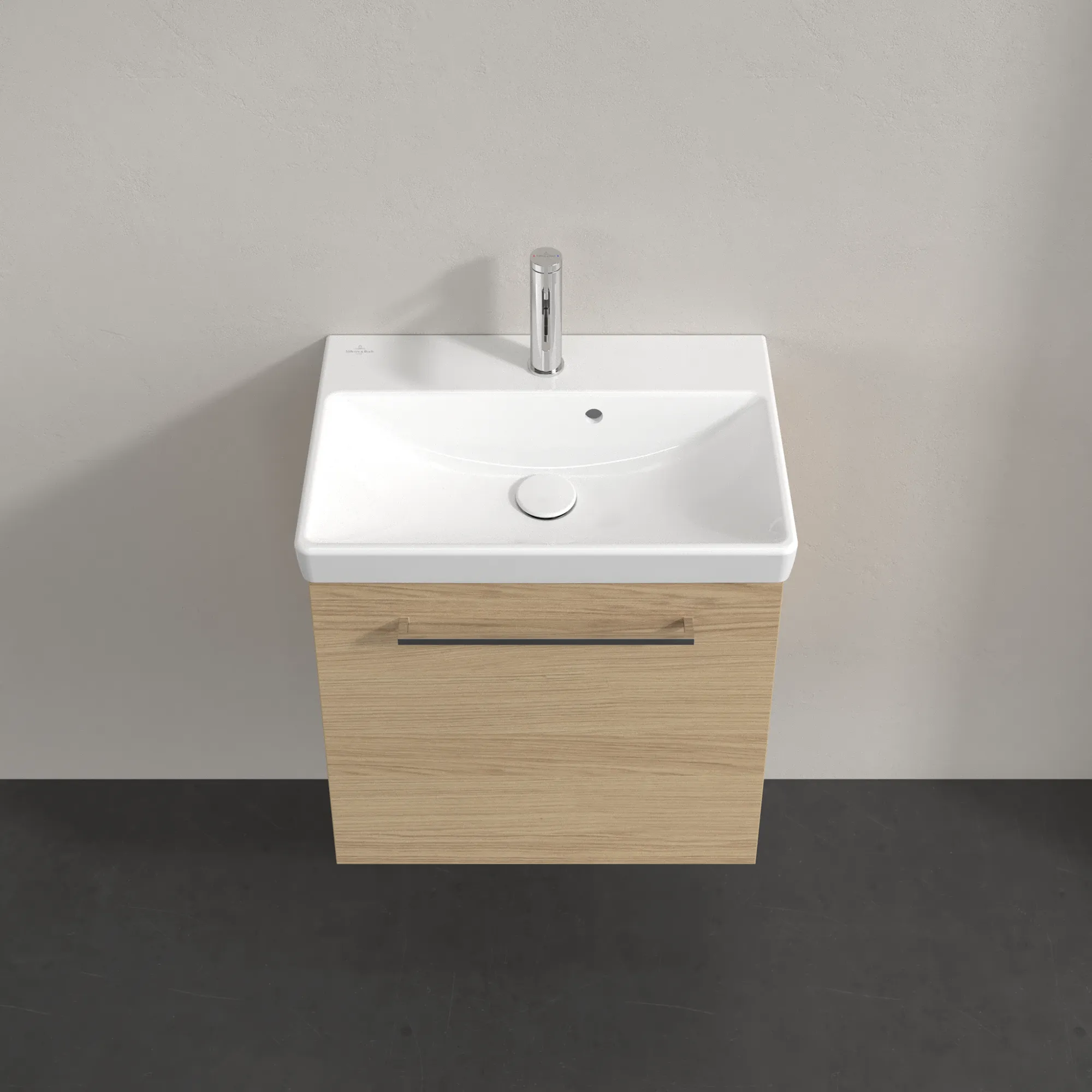 Villeroy & Boch Waschtischunterschrank mit Tür „Avento“ für Schrankwaschtisch 530 × 514 × 352 mm Nordic Oak, Anschlag rechts, Soft Closing, 1 Tür