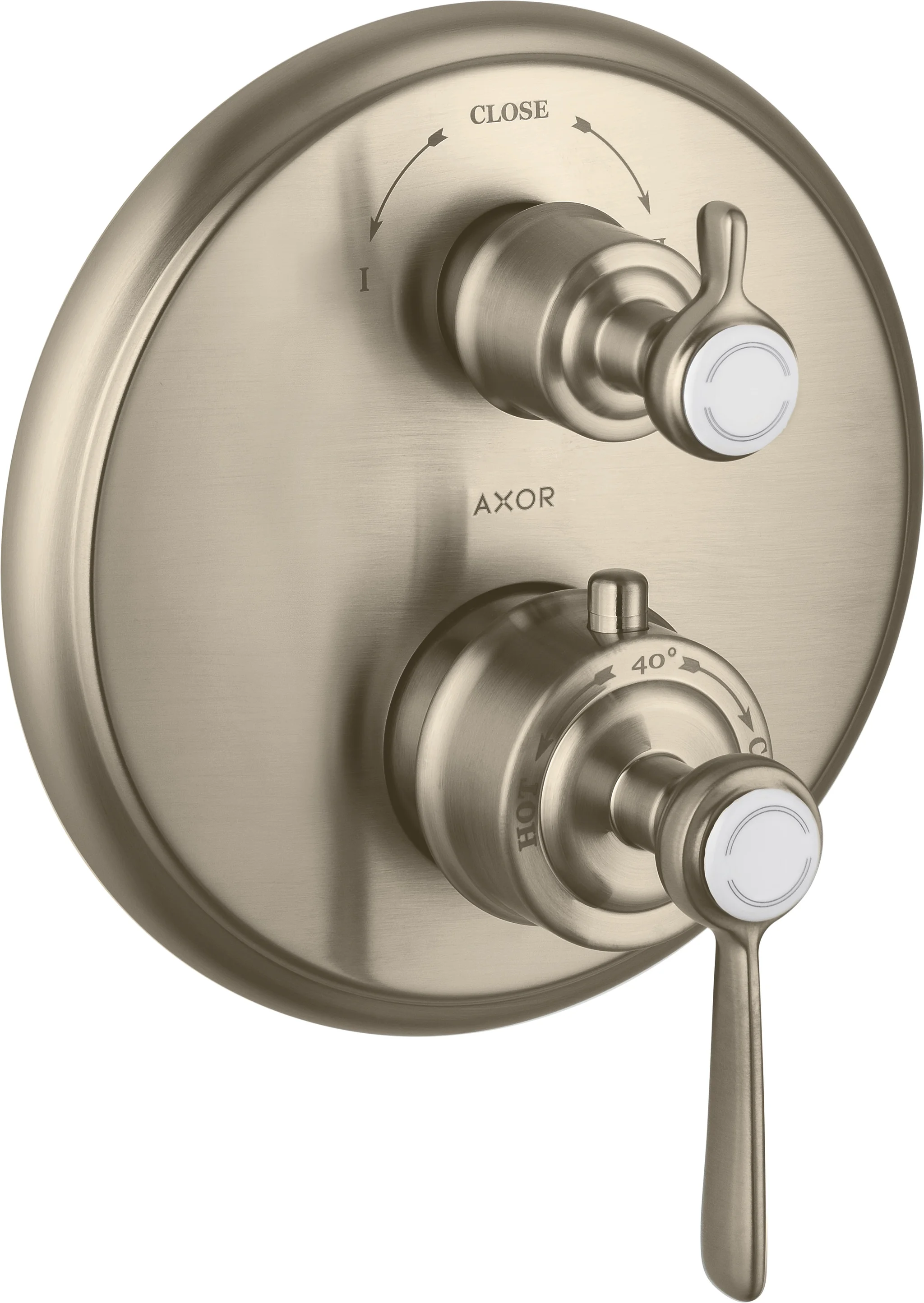 Hansgrohe AXOR Montreux Thermostat Unterputz mit Hebelgriff Brushed Nickel, Keramikventil 90°, max. Durchfluss 25 l/min, einstellbare Temperaturbegrenzung