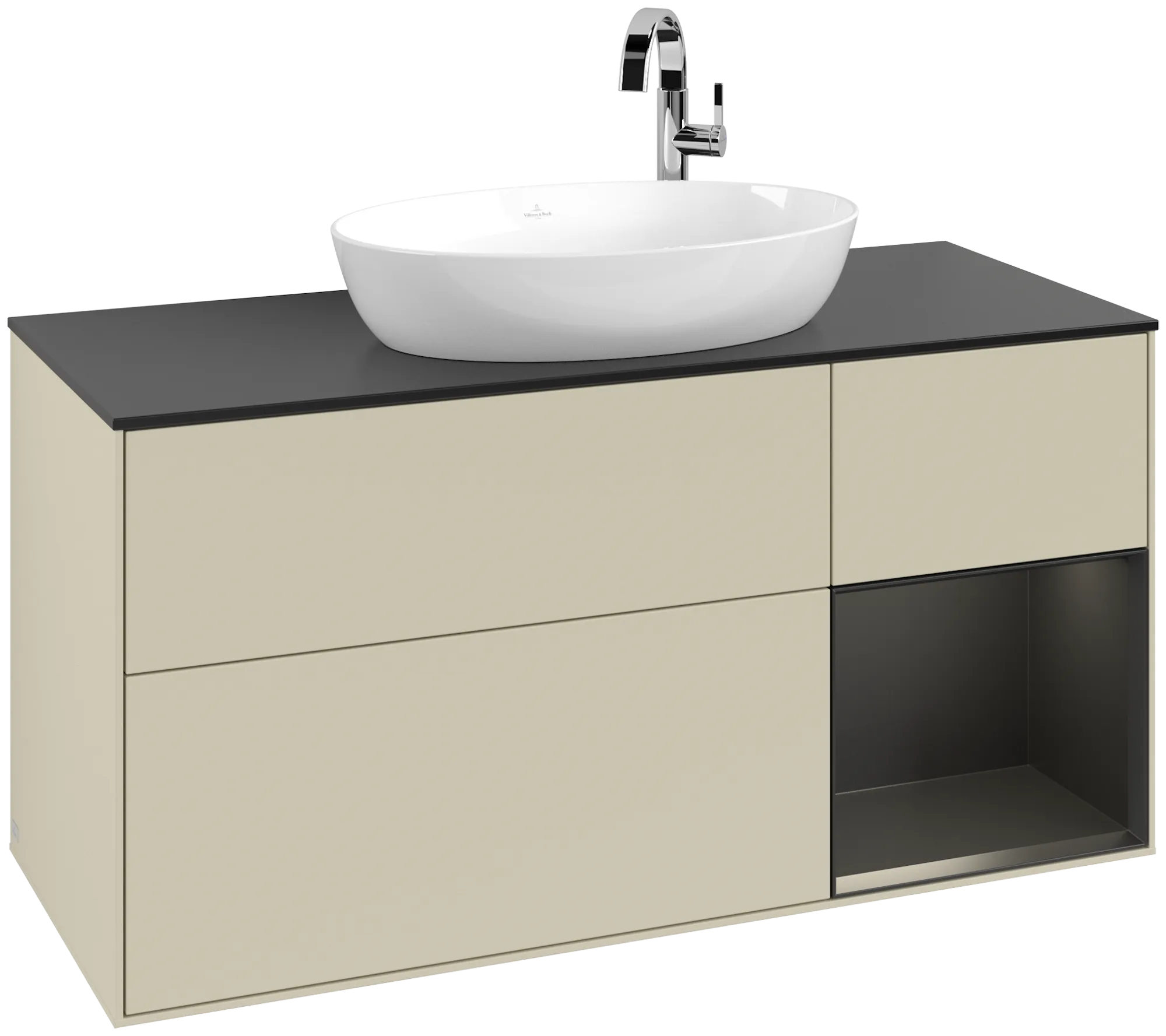 Villeroy & Boch Finion Waschbeckenunterschrank G95, 1200x603x501mm, Silk Grey Matt Lacquer/Black Matt