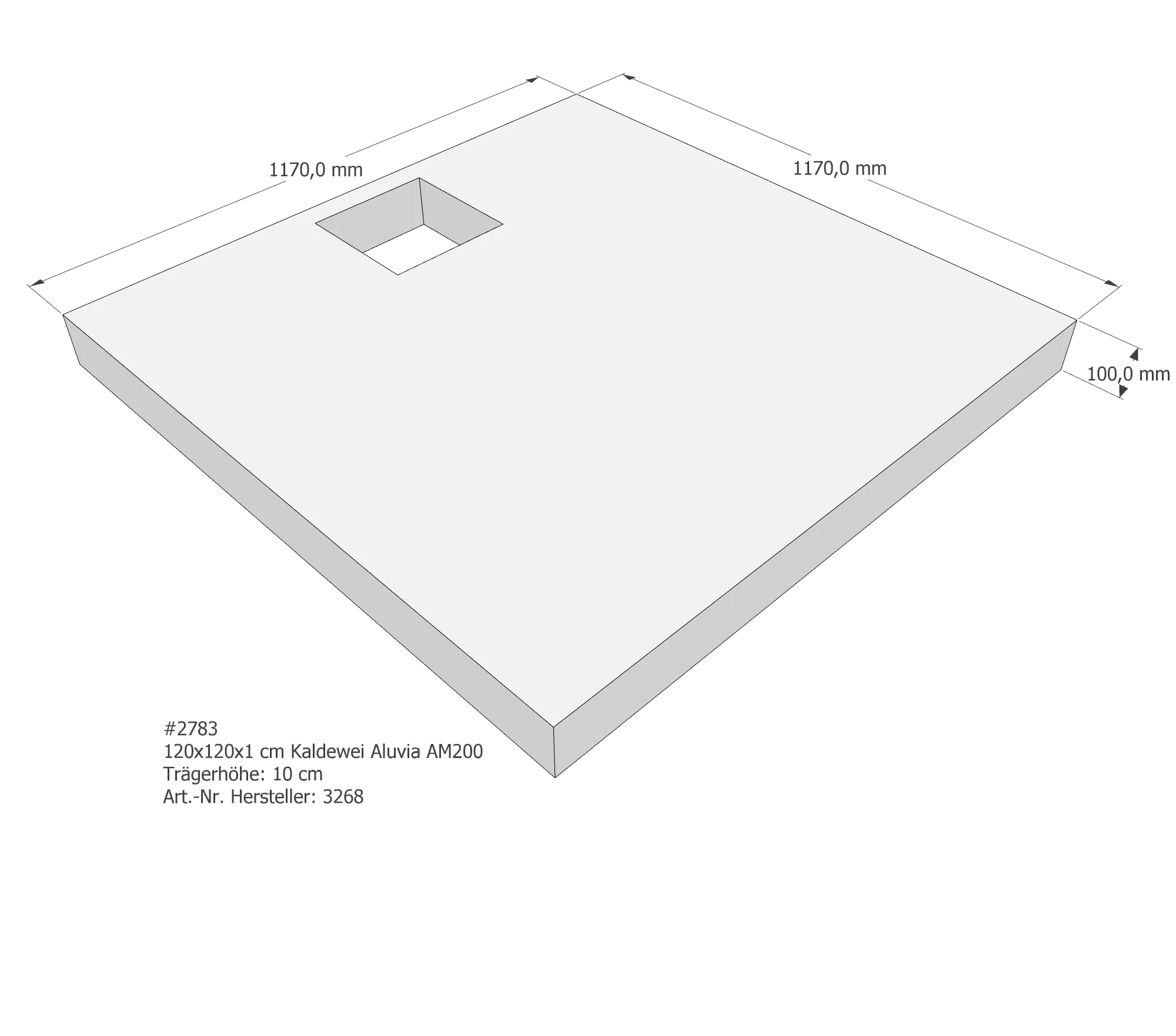 Duschwannenträger passend für Kaldewei 120 × 120 cm