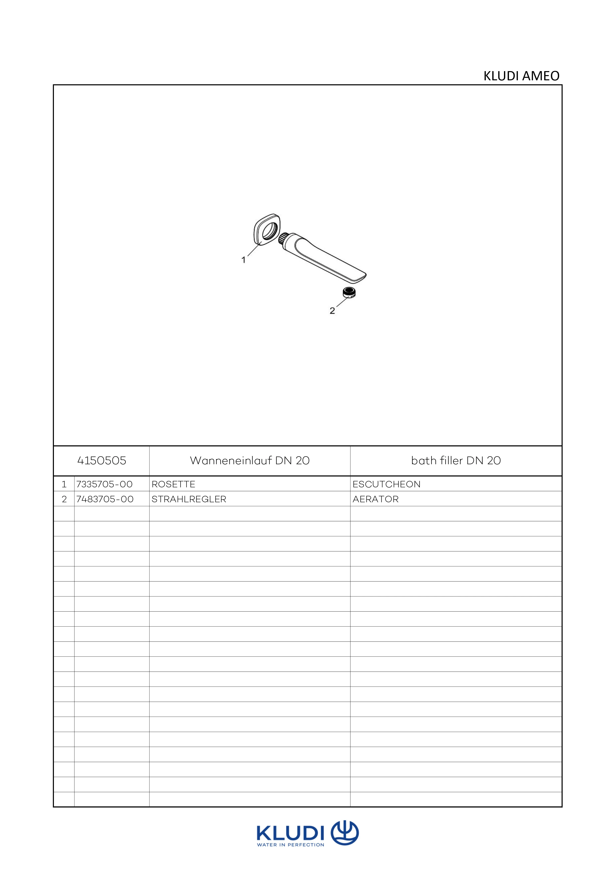 AMEO Wanneneinlauf DN 20 chrom AMEO Wanneneinlauf DN 20 chrom