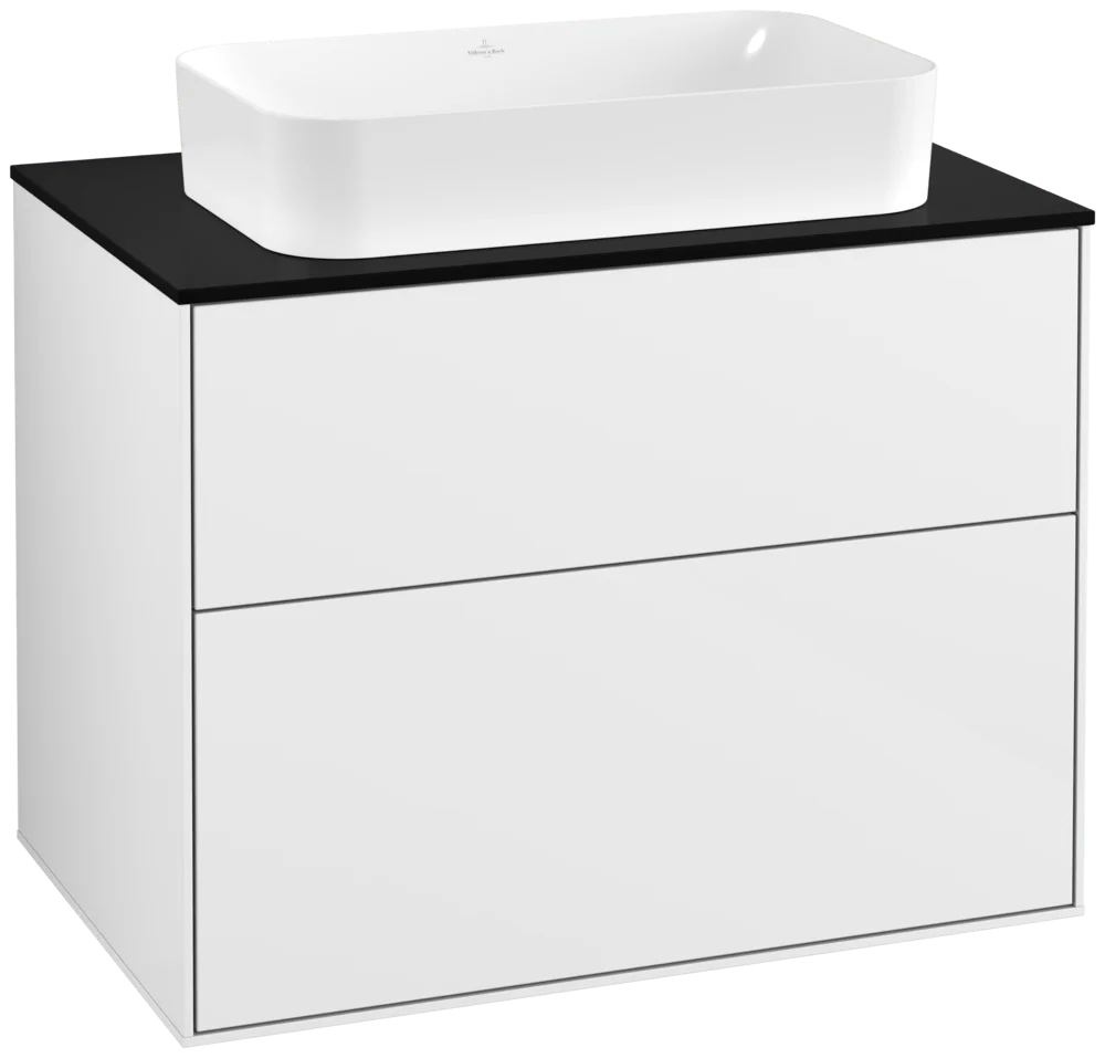 Villeroy & Boch Finion Waschbeckenunterschrank F22 800x603x501mm Glossy White Lacquer / Glass Black Matt