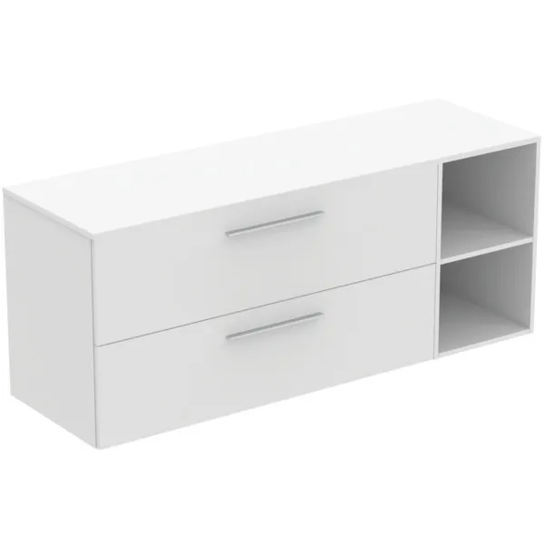 Möbel-Set 160cm i.life B 2 Auszüge 2 offene Fächer Griff Chrom Weiß matt