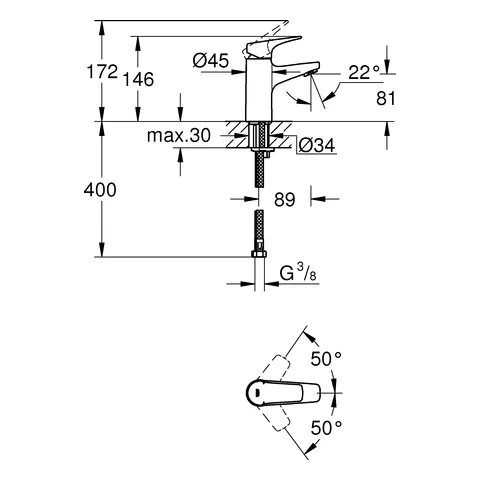Grohe BauFlow Einhand-Waschtischbatterie 23752 S-Size chrom Grohe BauFlow Einhand-Waschtischbatterie 23752 S-Size chrom