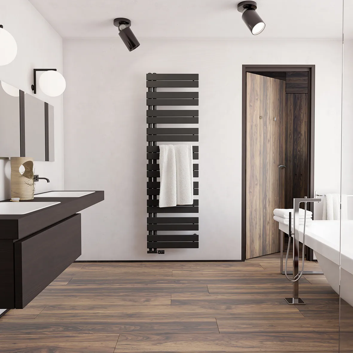 Zehnder Design-Heizkörper „Roda Duo“ 55 × 148,6 cm in Traffic Black (RAL 9017) Zehnder Design-Heizkörper „Roda Duo“ 55 × 148,6 cm in Traffic Black (RAL 9017)