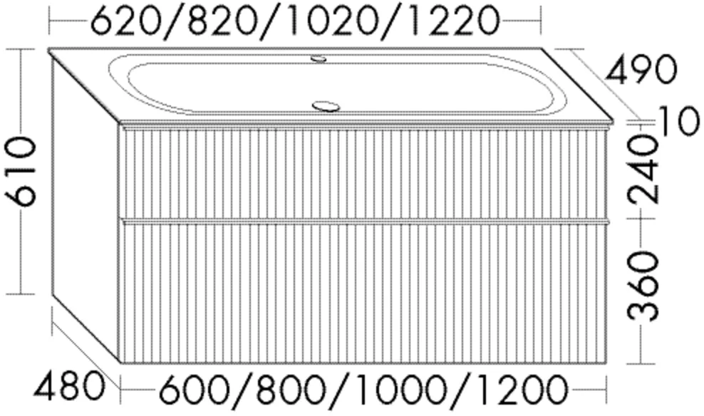 burgbad Fiumo 2.0 Mineralguss-Waschtisch inkl. Waschtischunterschrank, 490x620x610 burgbad Fiumo 2.0 Mineralguss-Waschtisch inkl. Waschtischunterschrank, 490x620x610