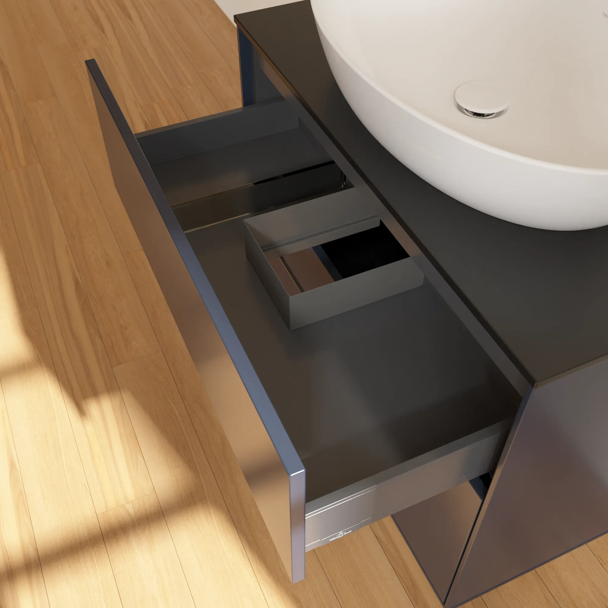 Villeroy & Boch Waschbeckenunterschrank Finion F87, Midnight Blue Matt Lacquer, 800x603x501 mm, mit SoftClosing und Push-to-open Funktion Villeroy & Boch Waschbeckenunterschrank Finion F87, Midnight Blue Matt Lacquer, 800x603x501 mm, mit SoftClosing und Push-to-open Funktion