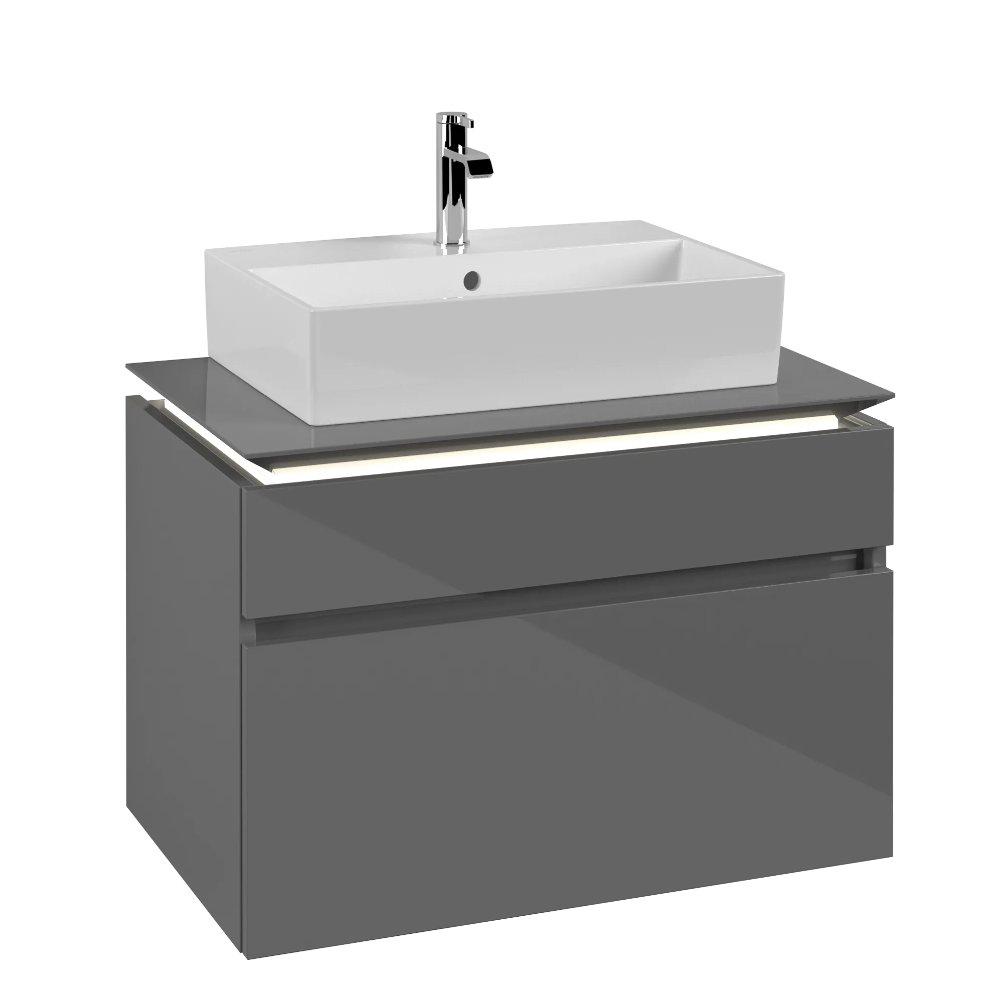 Villeroy & Boch Waschtischunterschrank „Legato“ für Schrankwaschtisch 800 × 550 × 500 mm Glossy Grey, für Becken mittig