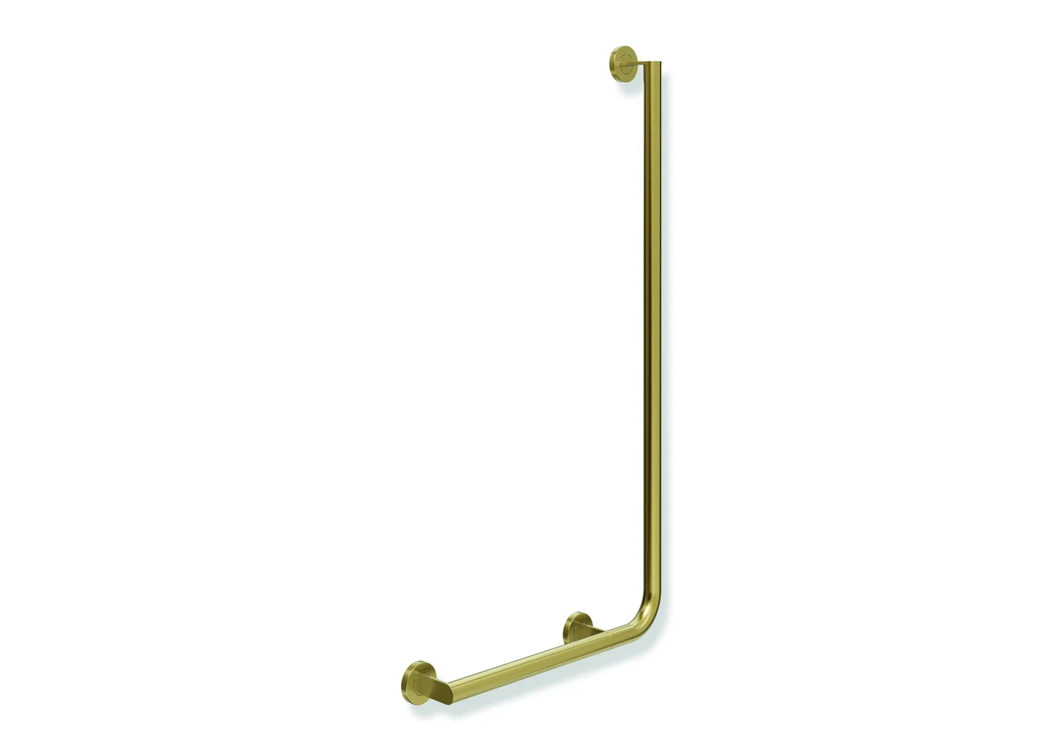 HEWI Winkelgriff System 900, Edelstahl PVD Gold gebürstet, Ausführung links, waagerechte Länge 500 mm, senkrechte Länge 1000 mm, Durchmesser 32 mm