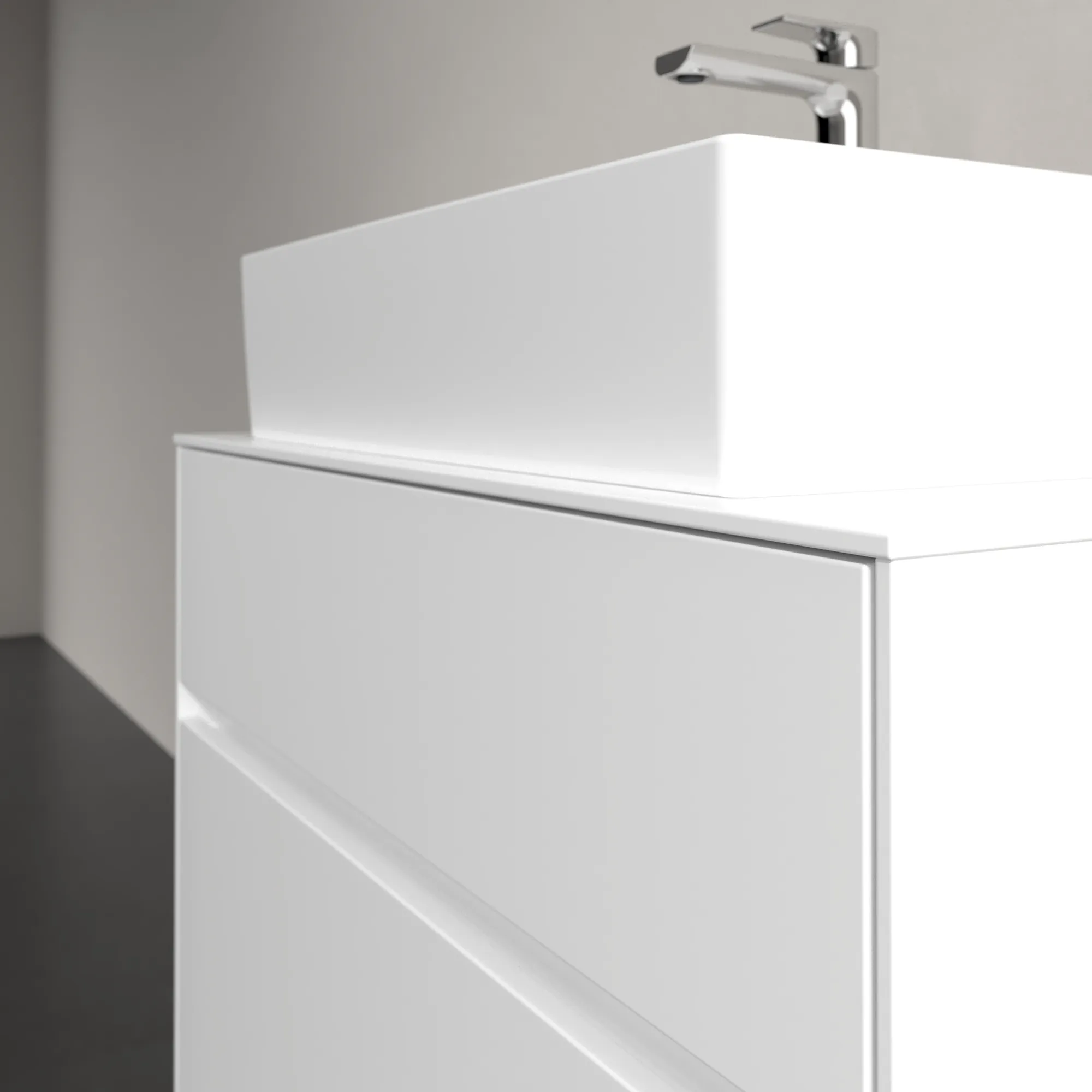 Villeroy & Boch Waschbeckenunterschrank Collaro C12400, Eckig White Matt, 800x548x500mm, mit Absenkautomatik und integrierten Griffen