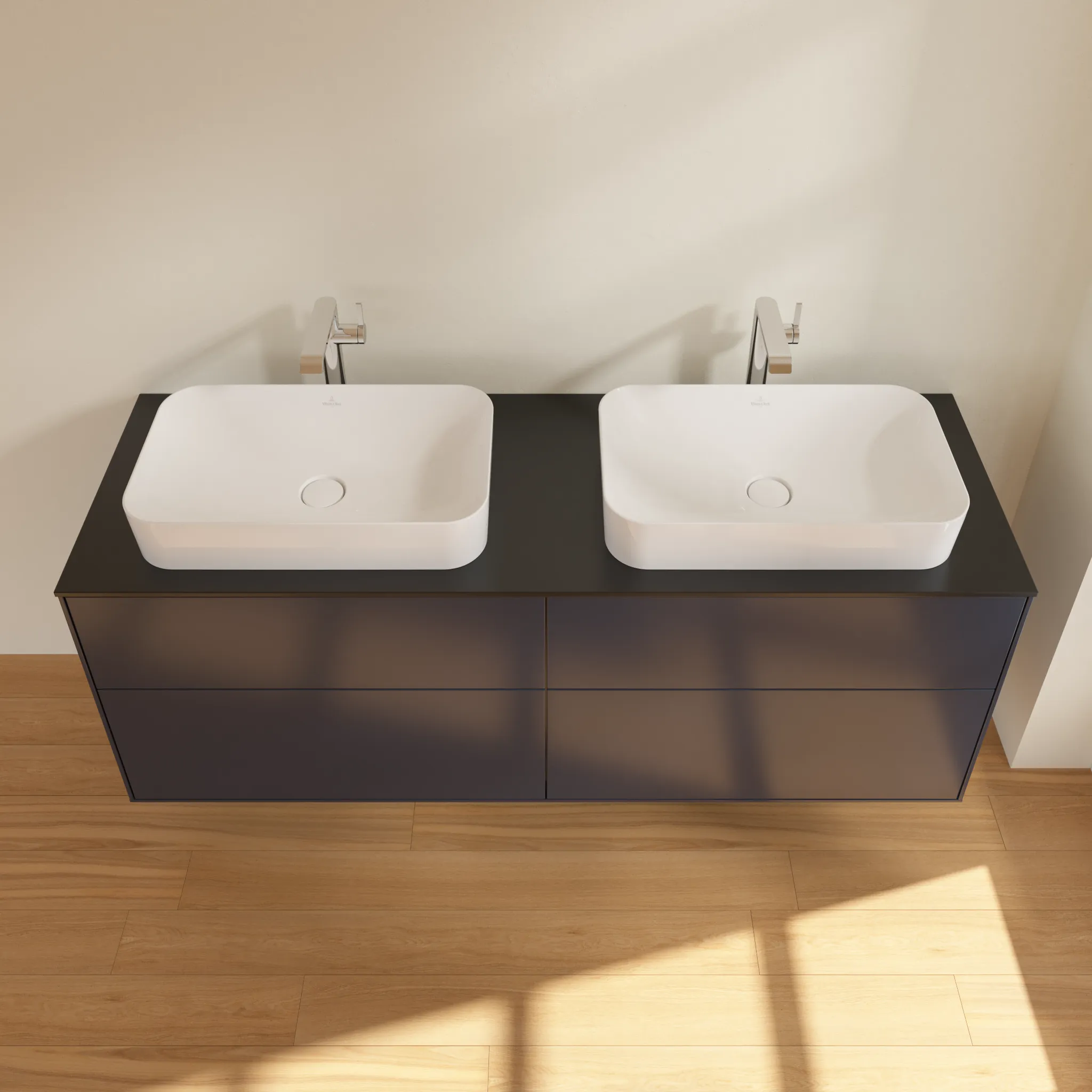 Villeroy & Boch Waschtischunterschrank „Finion“ für Schrankwaschtisch 1600 × 603 × 501 mm Midnight Blue Matt Lacquer, mit Hahnlochbohrung, für links und rechts Villeroy & Boch Waschtischunterschrank „Finion“ für Schrankwaschtisch 1600 × 603 × 501 mm Midnight Blue Matt Lacquer, mit Hahnlochbohrung, für links und rechts