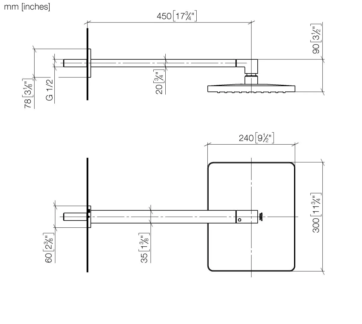 Dornbracht Regenbrause SERIENSPEZIFISCH Chrom 300 x 240 mm mit FlowReduce und Antikalk-System