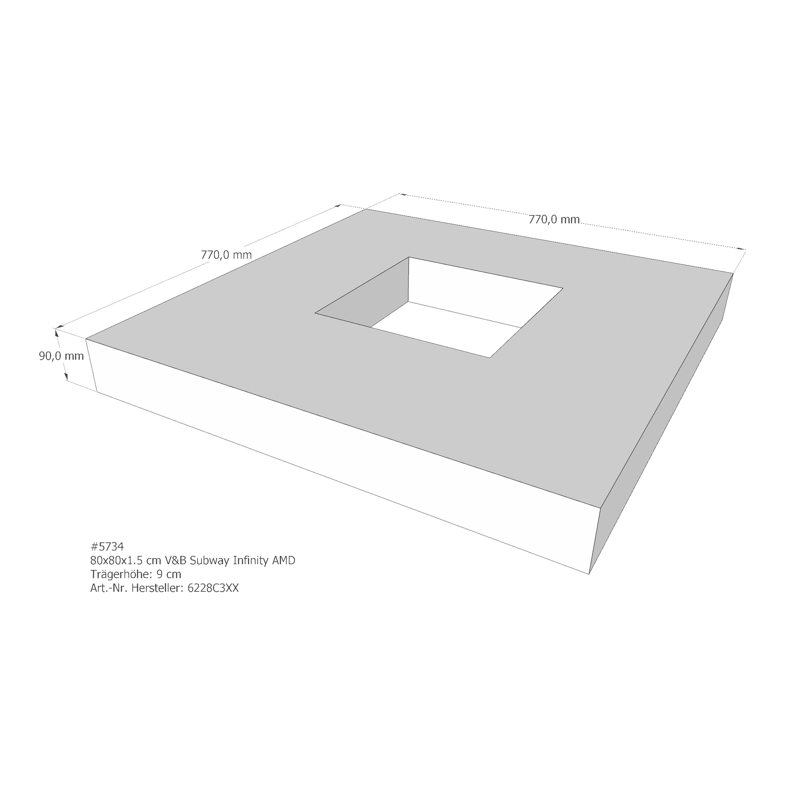 Duschwannenträger für Villeroy & Boch Subway Infinity 80 × 80 × 1,5 cm
