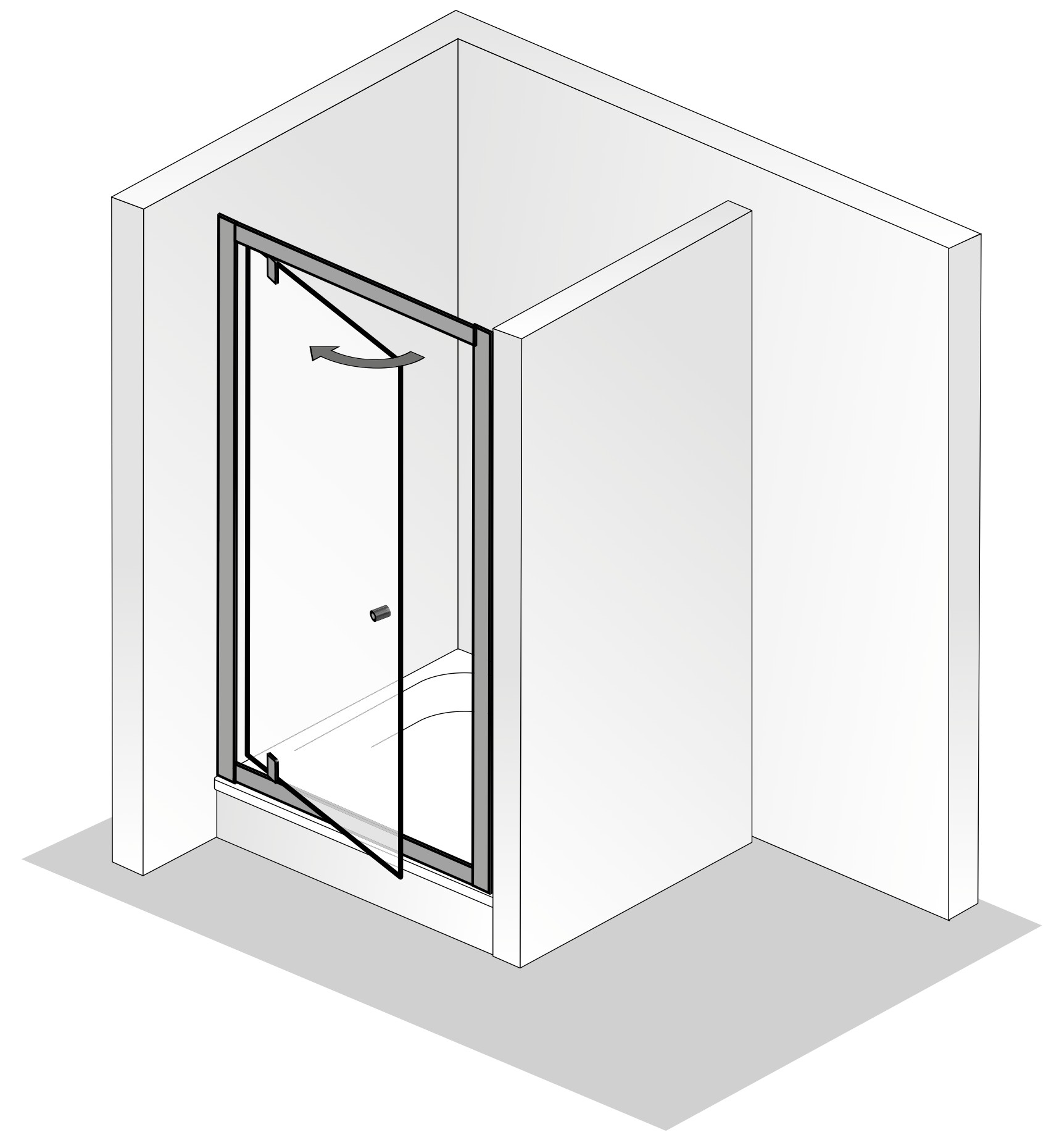 HSK gerahmte Drehpunkttür „Favorit Plus“ 80 × 200 cm Glas Klar hell, Profile Schwarz-matt