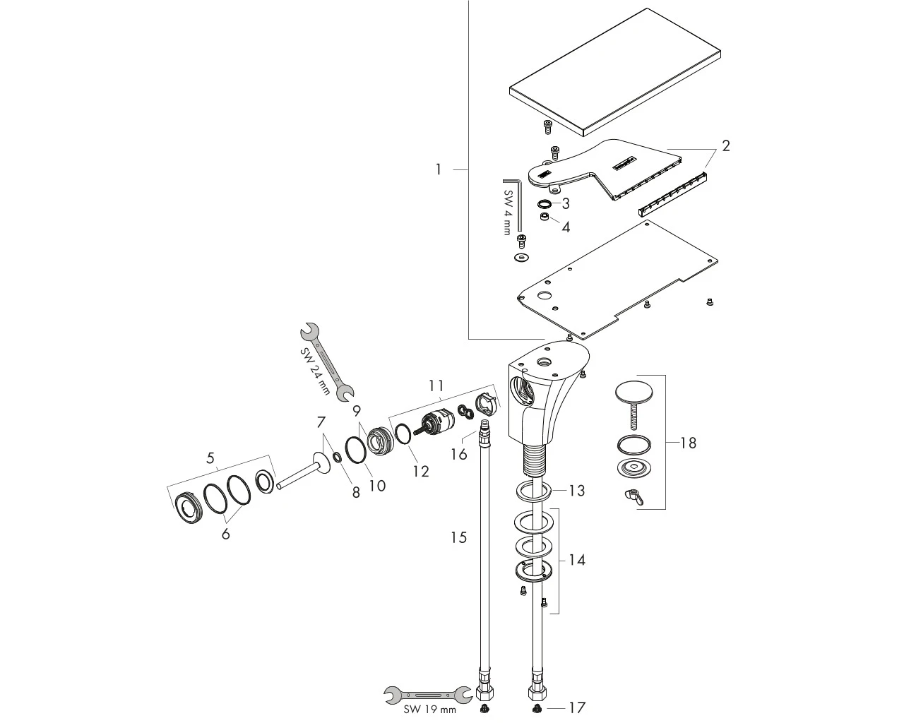 Waschtischmischer 110 Axor Massaud chrom